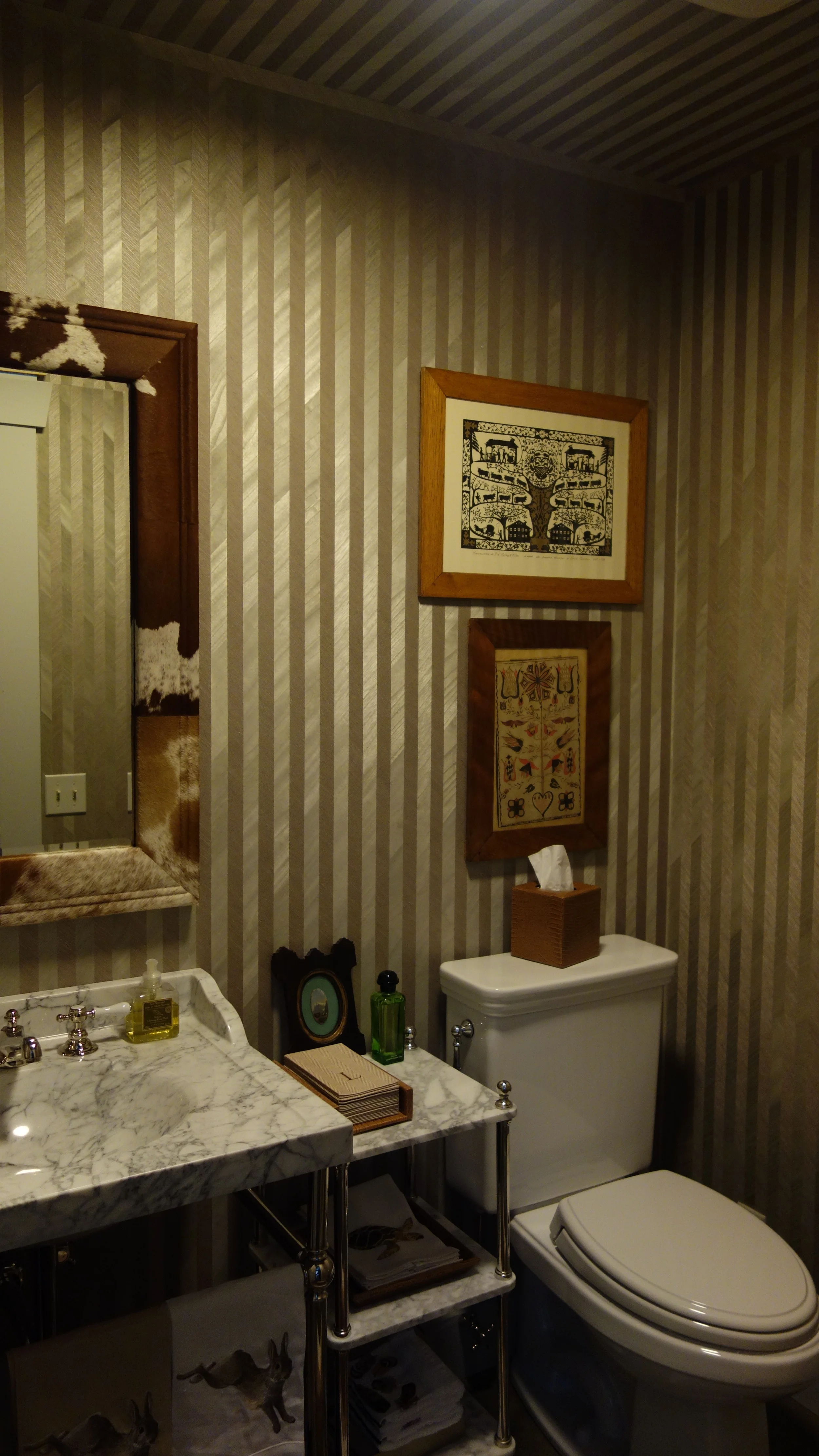 Wallpaper installation in powder room
