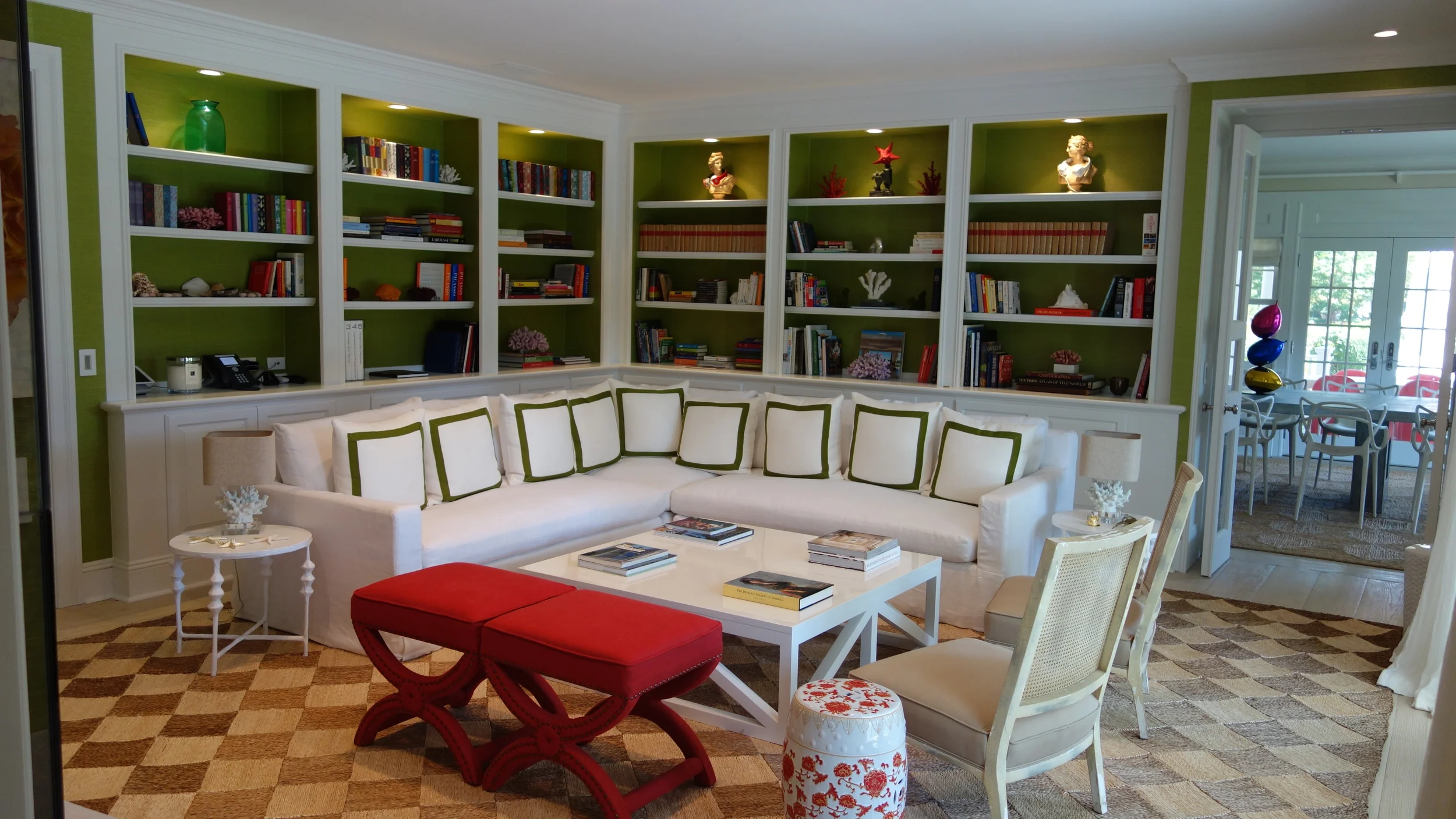 Wallcovering installation in Hamptons library