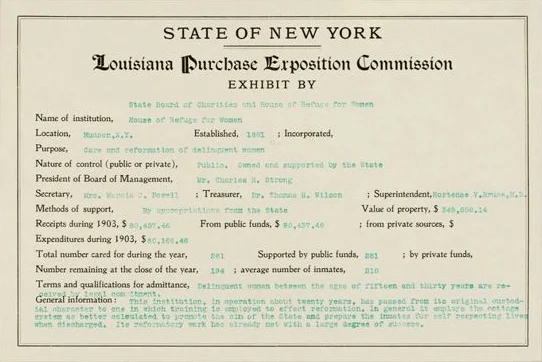 Louisiana Purchase Commission for the House of Refuge for Women in Hudson, NY