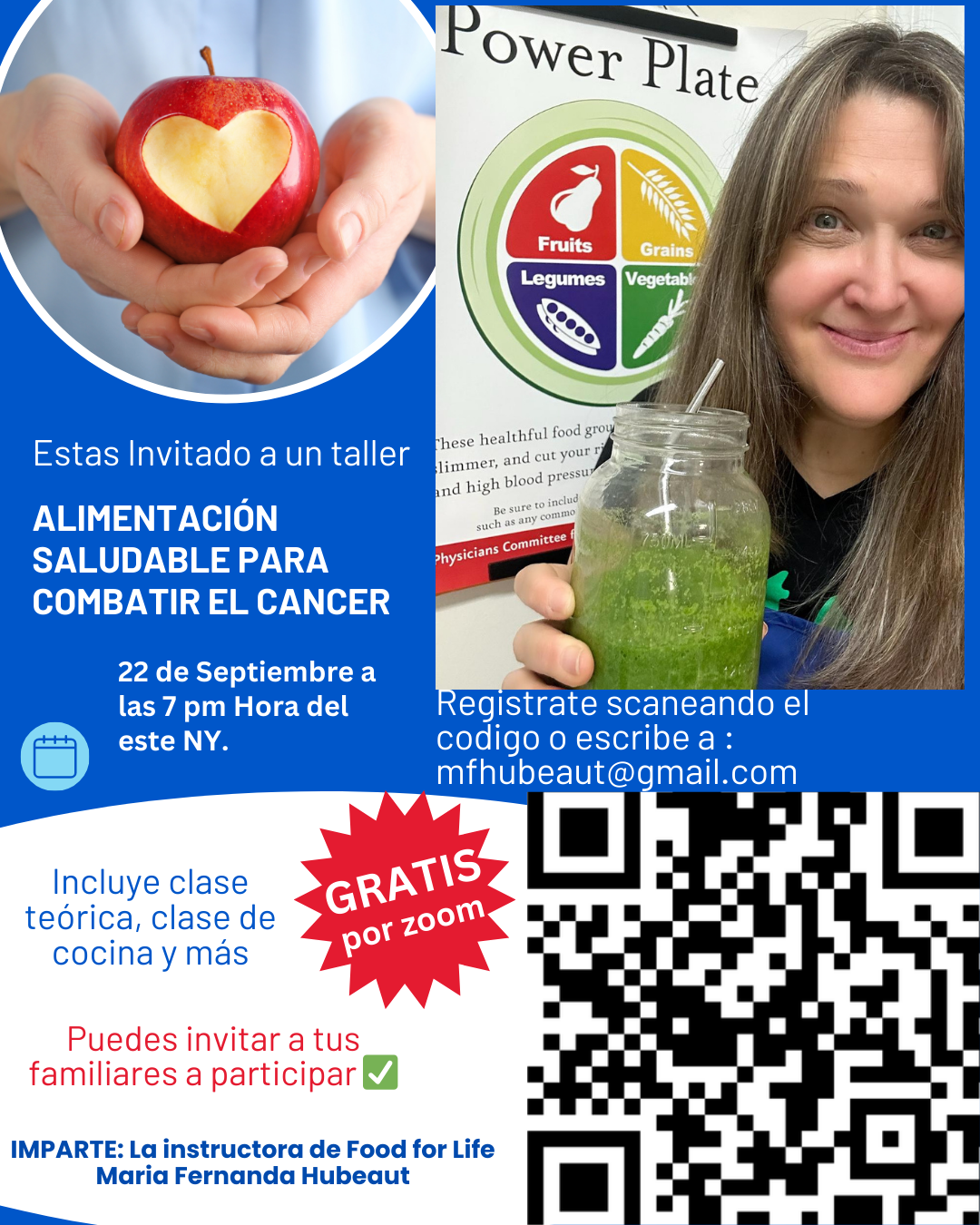 Clase De Food For Life, alimentacion saludable para combatir el cancer.