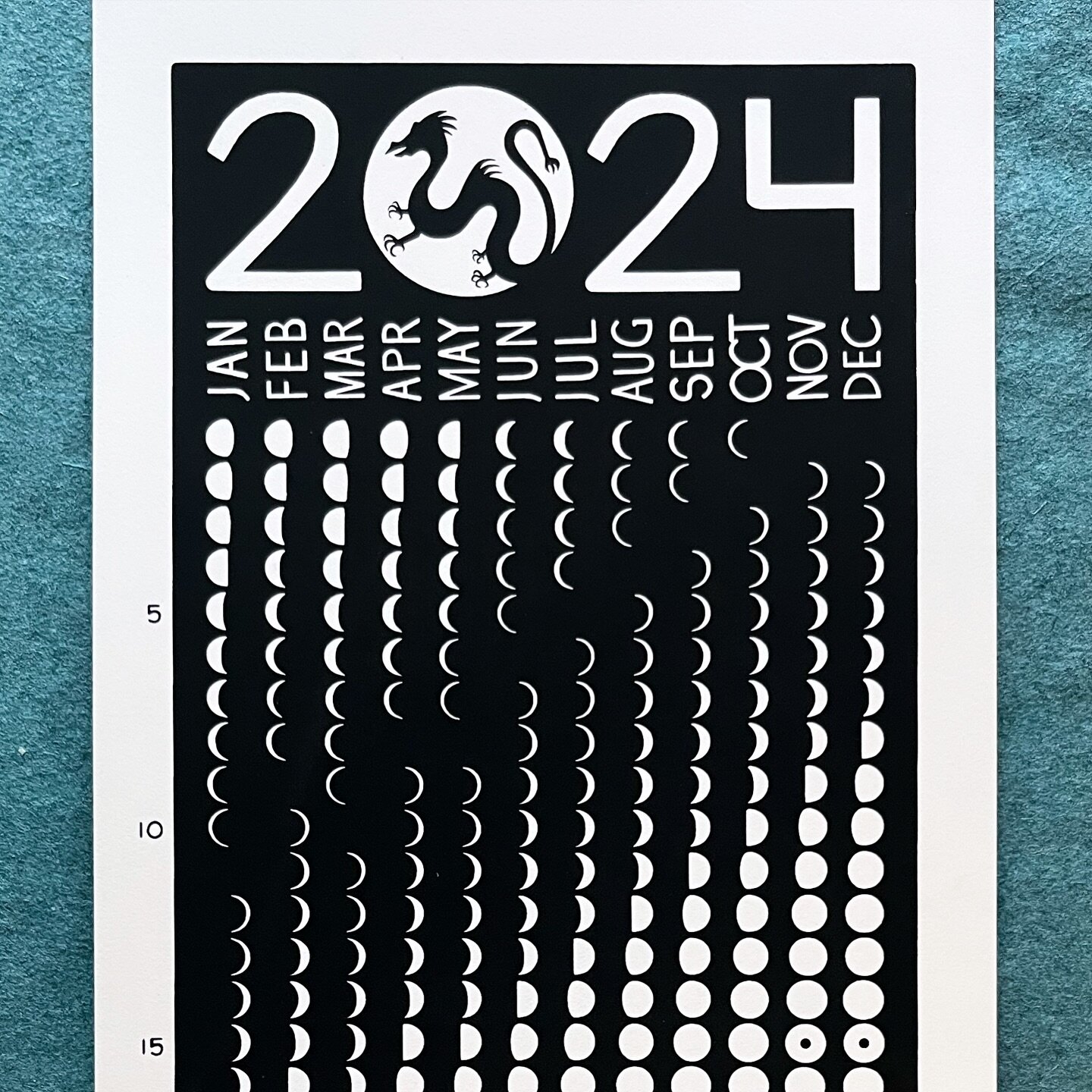 🌓 2024 MOON CALENDARS 🌗

With all the work around acquiring and integrating a papermaking studio into my home studio, my inclination was to be easy with myself &ndash; take the year off making calendars and skip the holiday markets. This is my fift