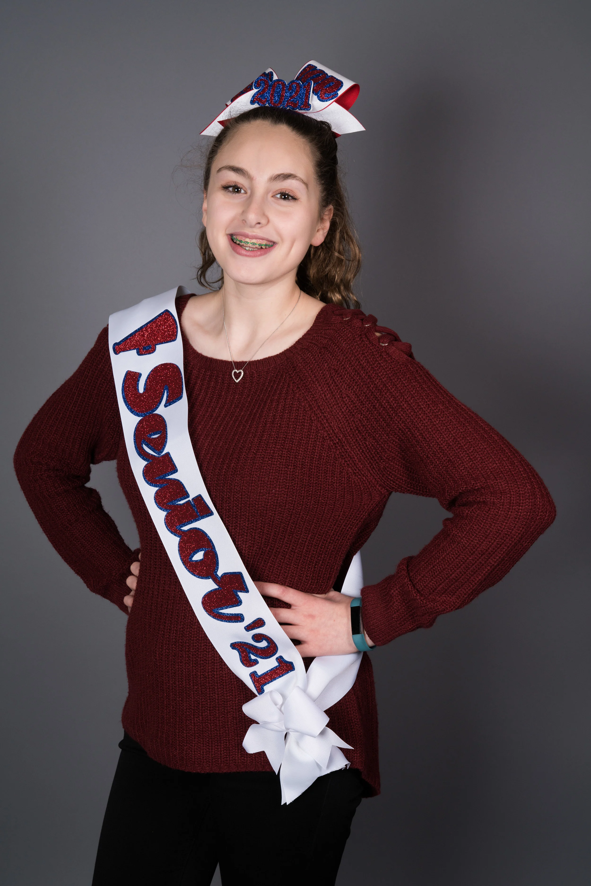 Matching 4 inch sash and matching senior bow with 3D center