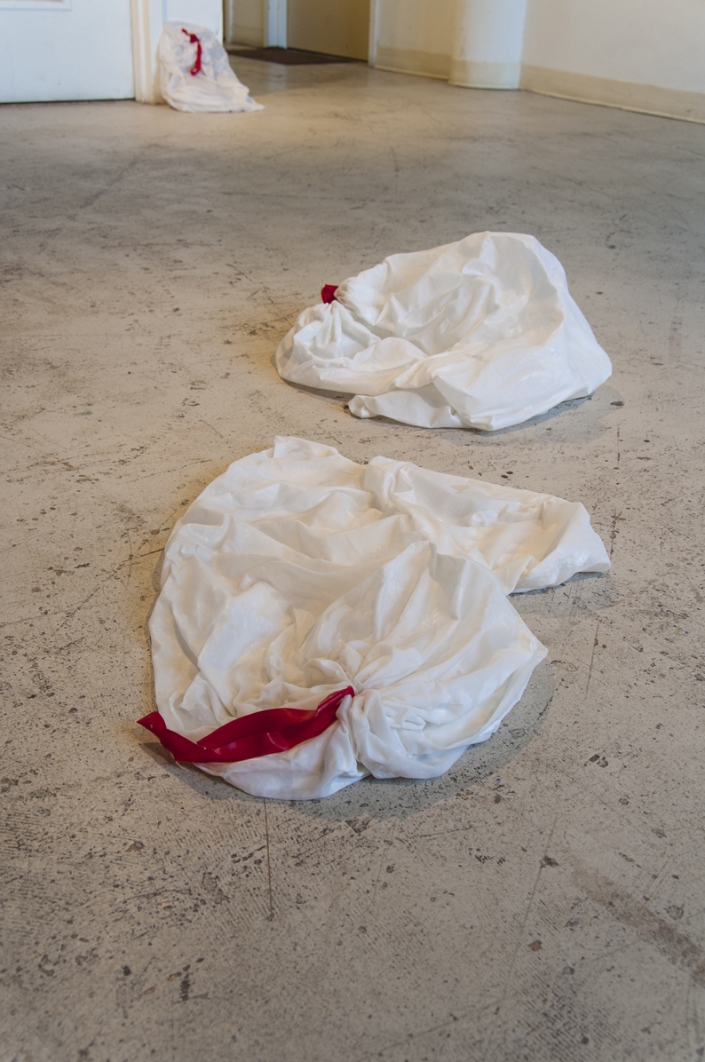   Kaylyn Gerenz  Another understanding of their accumulation 2016 bed sheets, wax, ribbon    