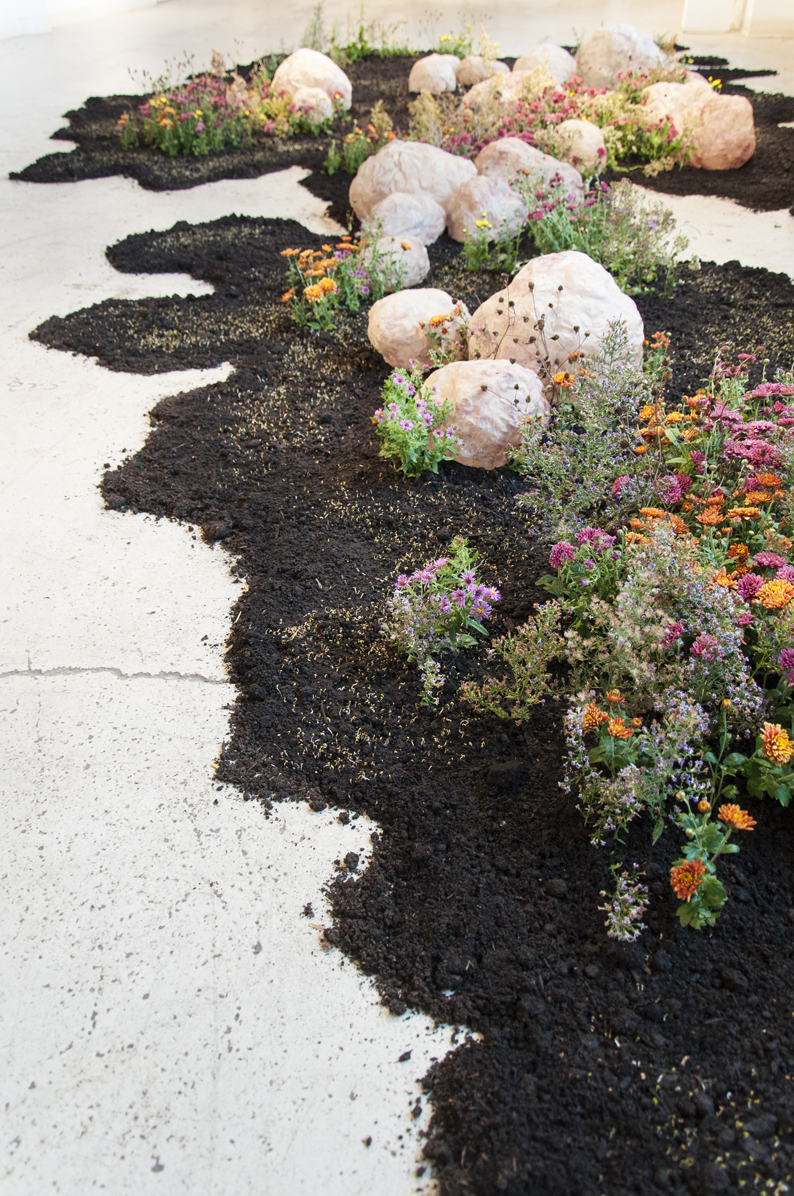 Yeonhee Cheong Growth and Decay 2016 Abaca, soil, alfalfa, chrysanthemum