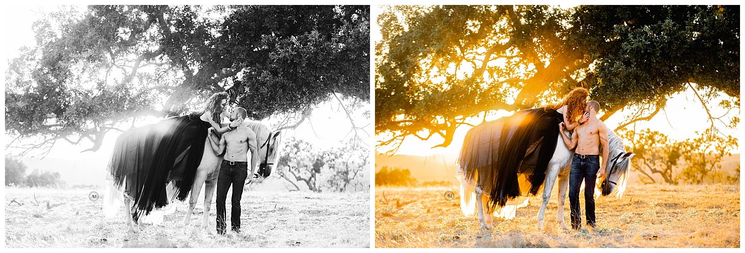 couples shoot with horse