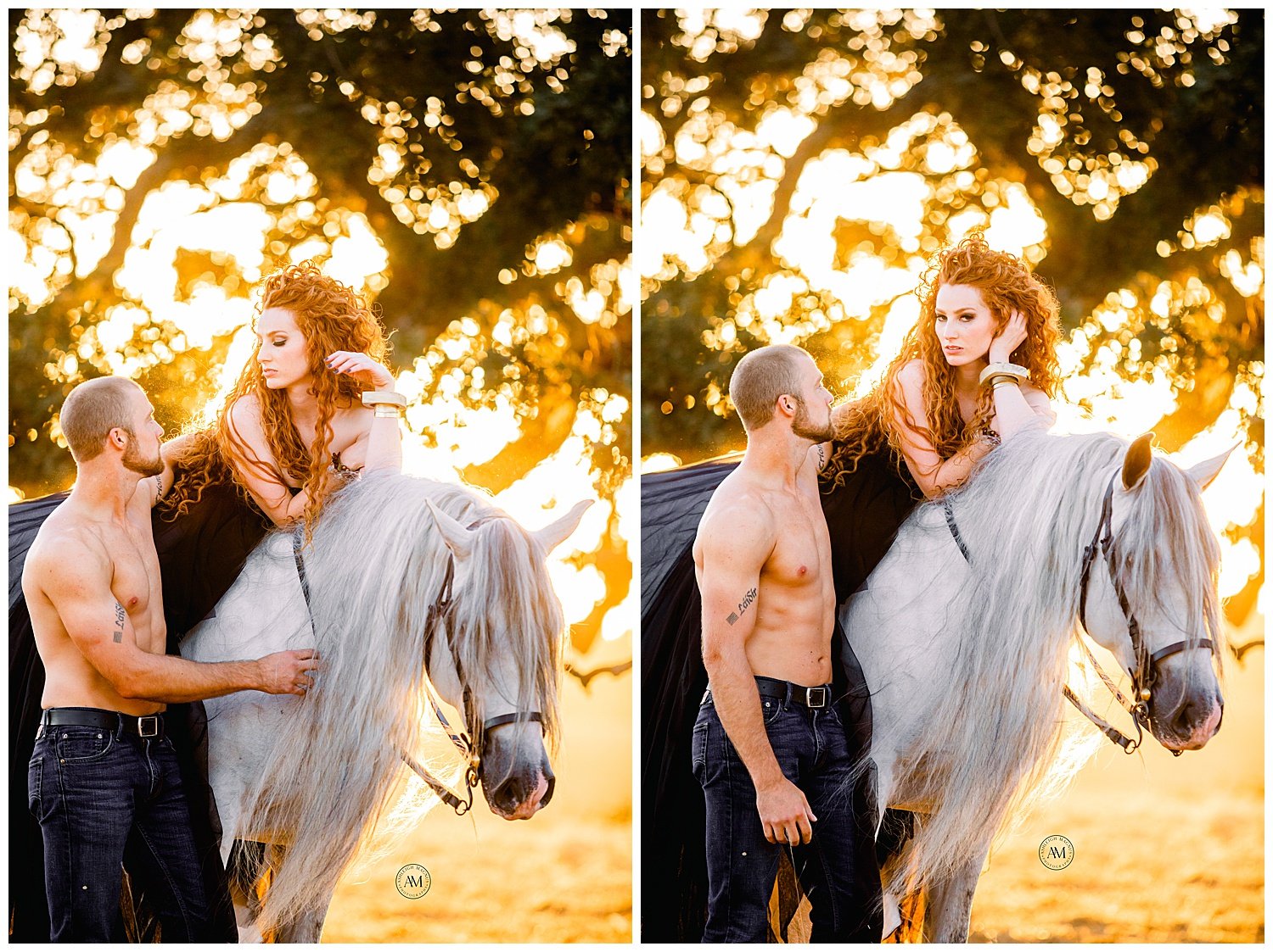 couples shoot with horse