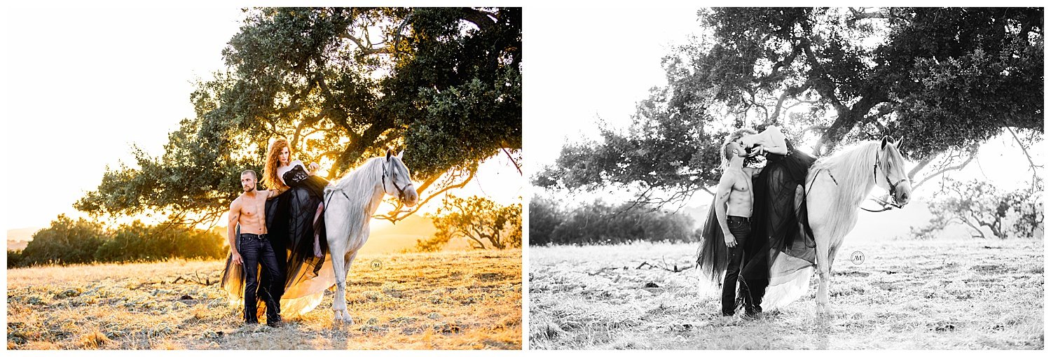 couples shoot with horse