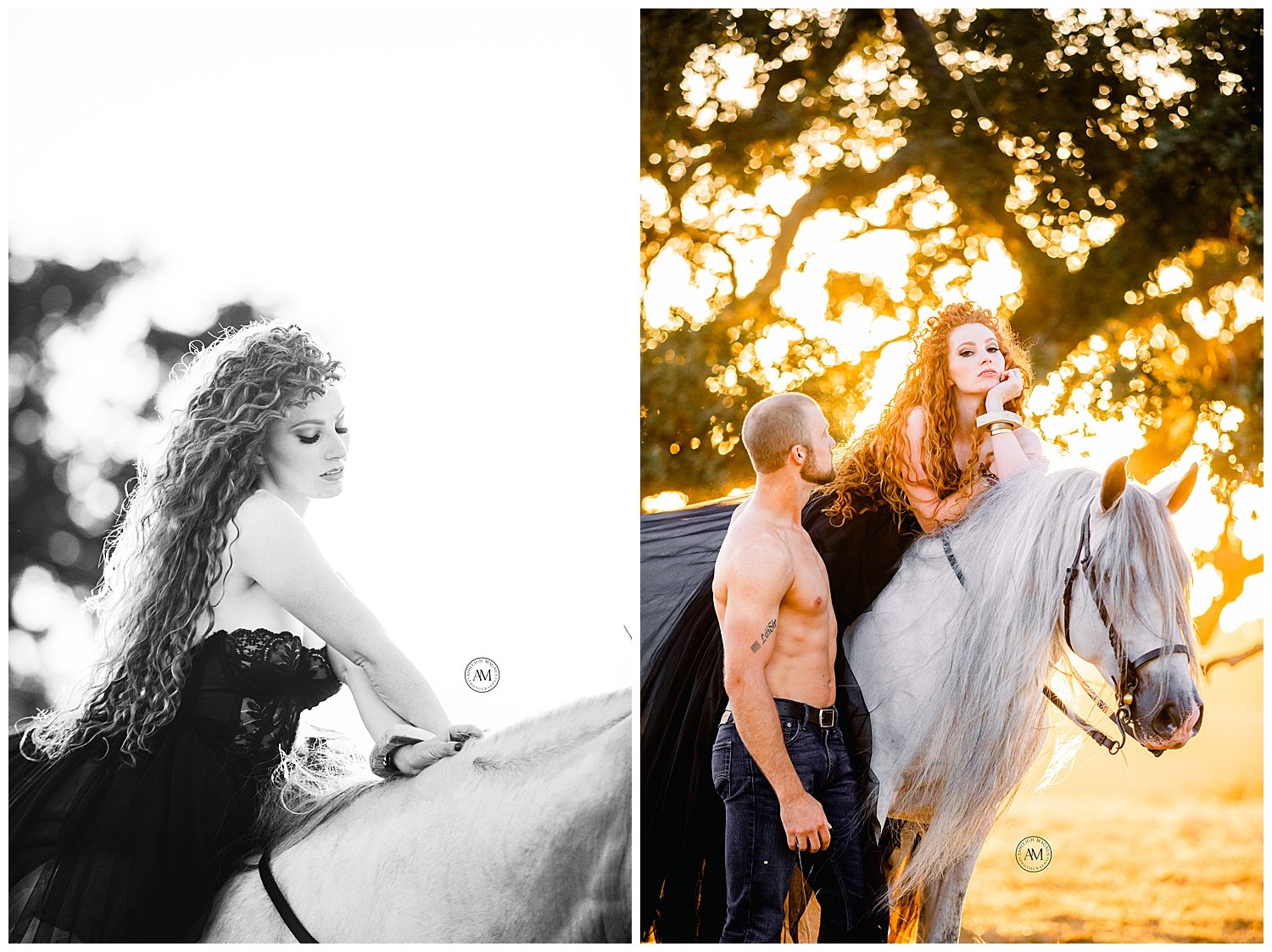 couples shoot with horse