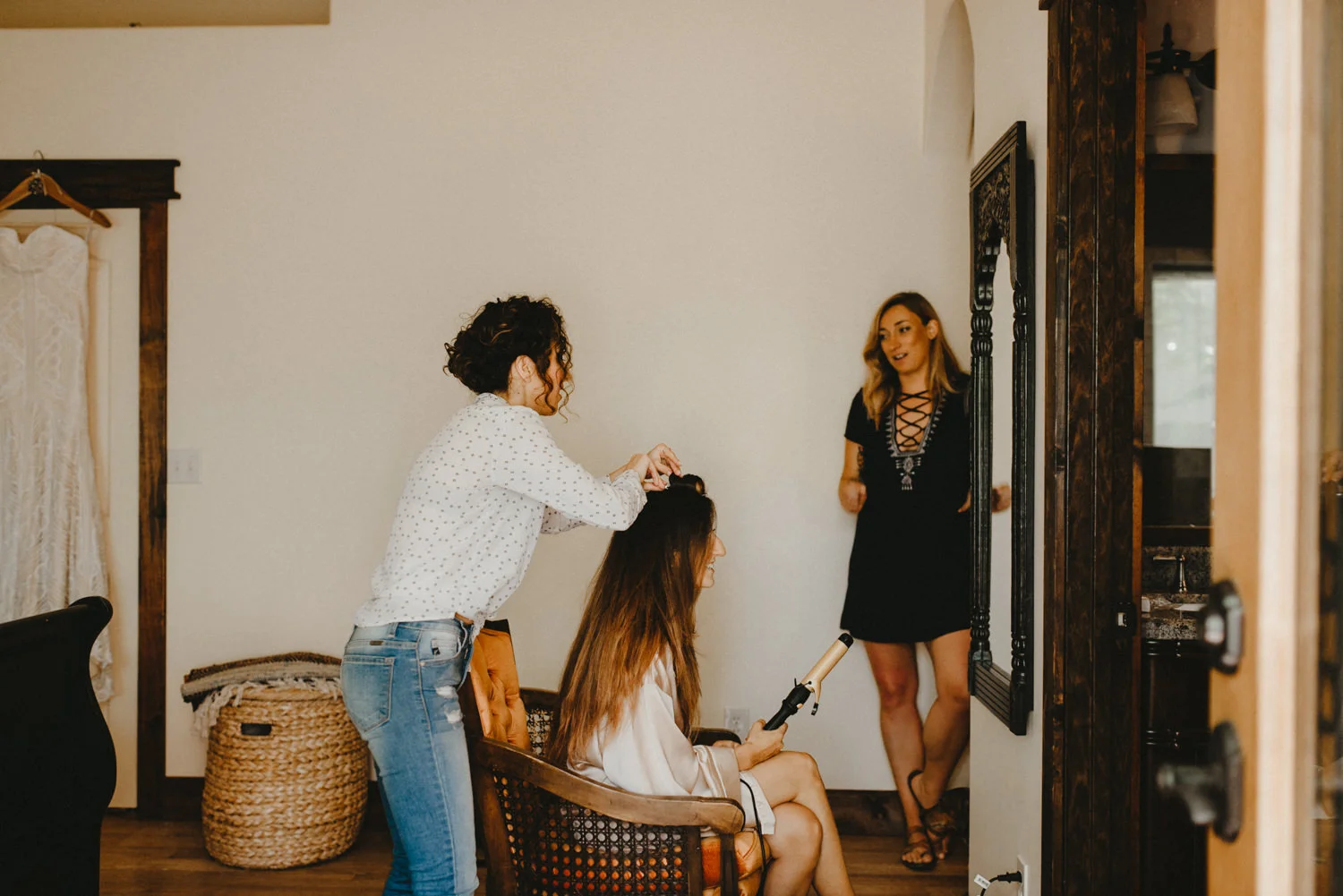 sister does the brides hair