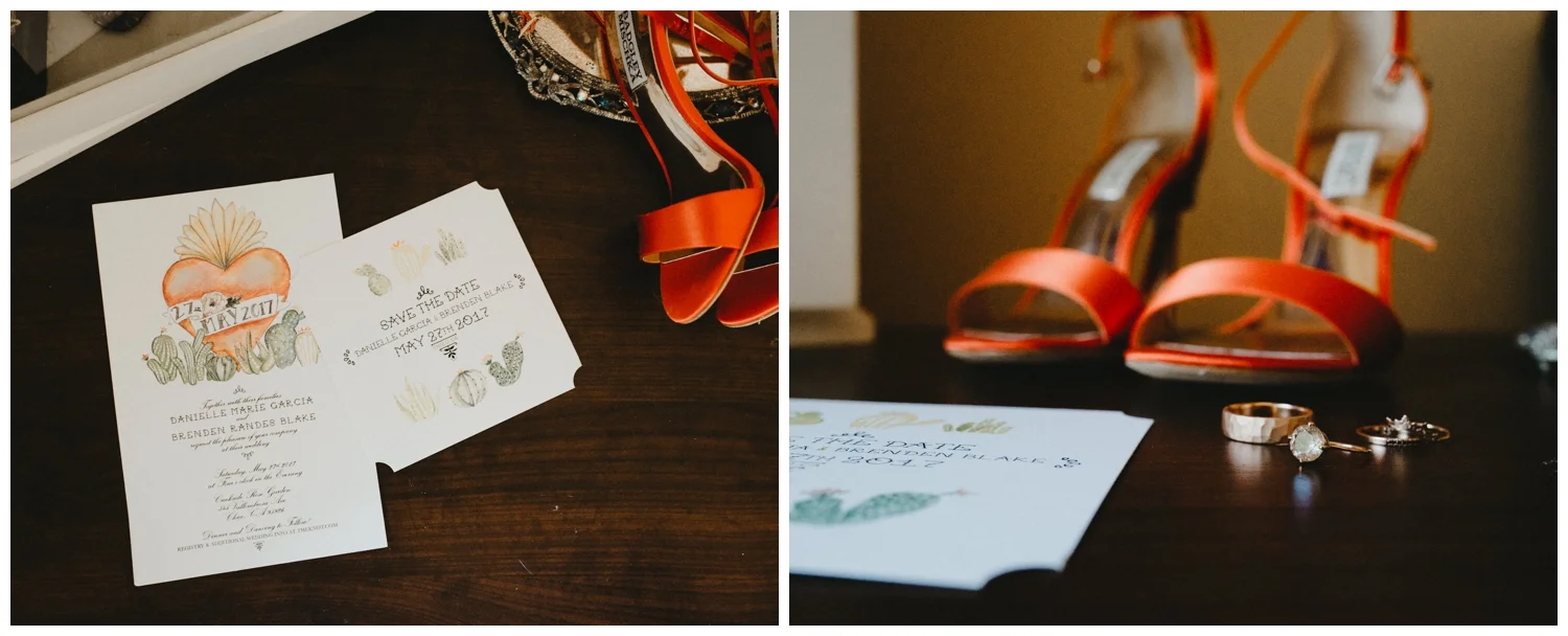 southwestern styled save the date and wedding invitation station