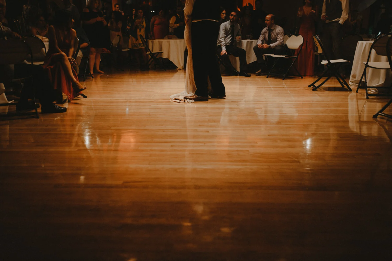 first dance at reception inside at creekside rose garden in chic