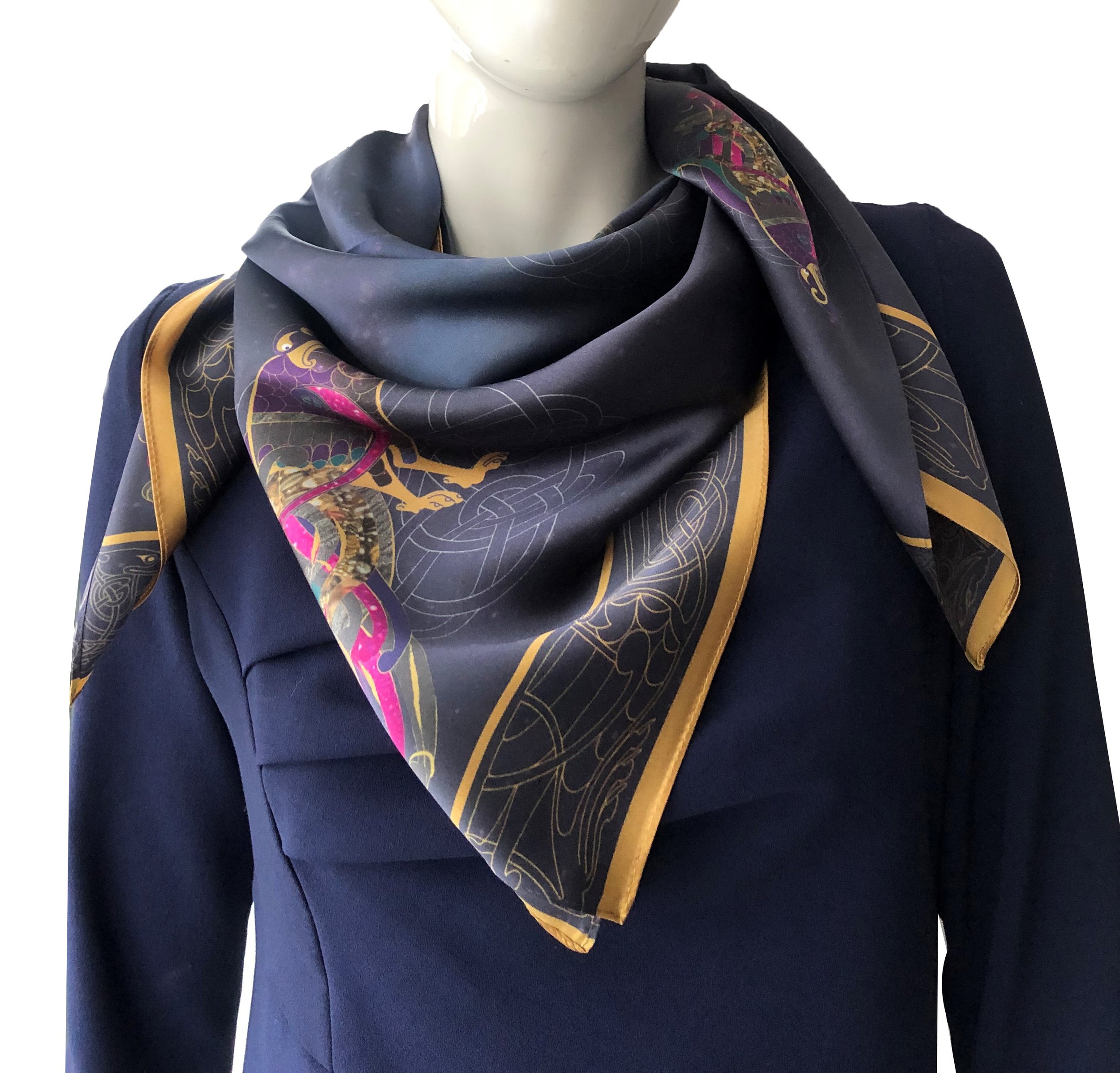 Double-face women's scarf tweed lame and silk with pocket