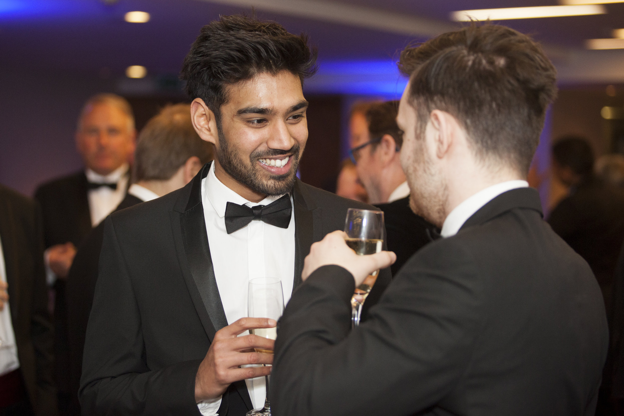 Hugh Dennis speaks at corporate dinner event
