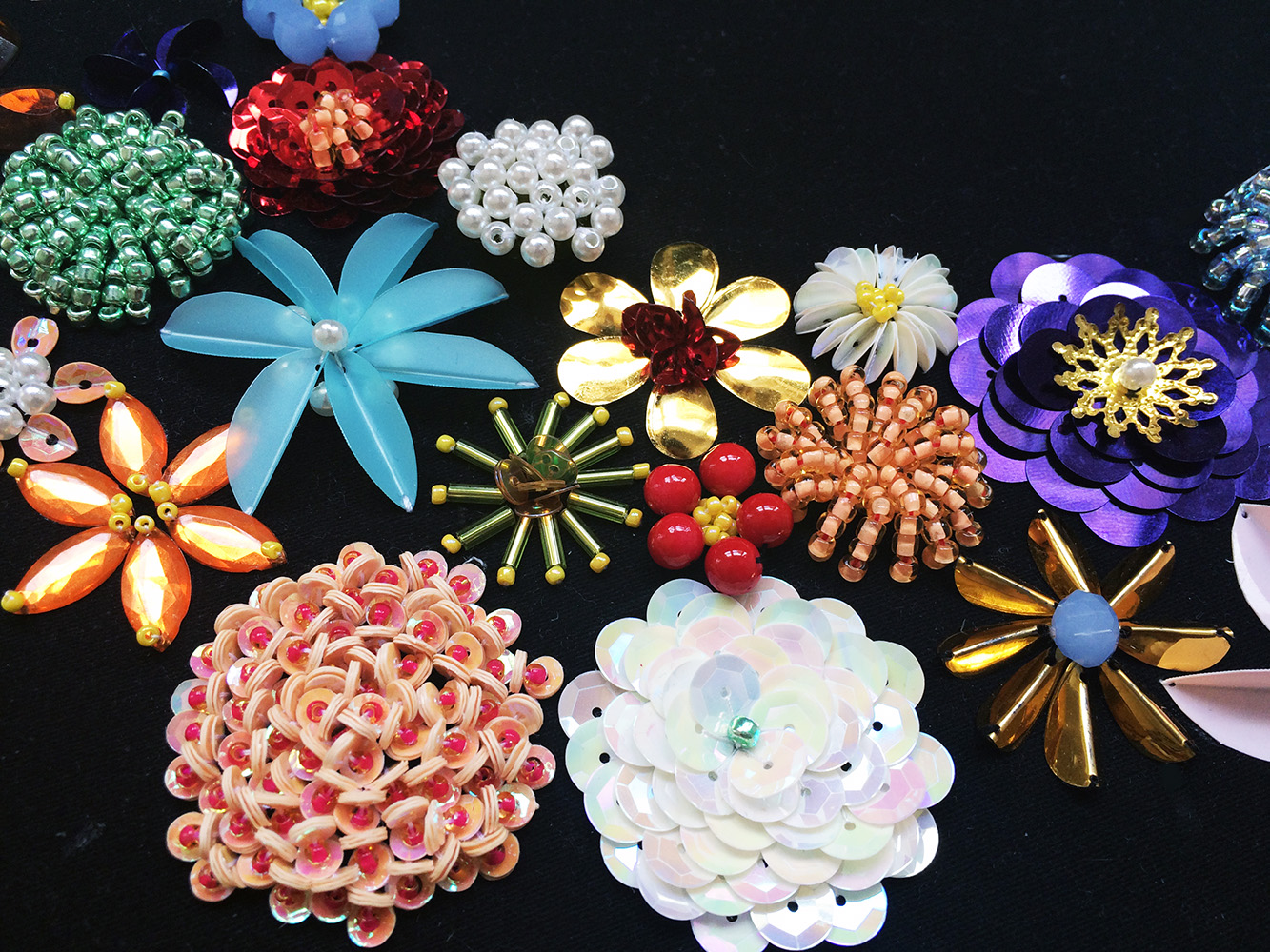 Flowers neckline. Detail