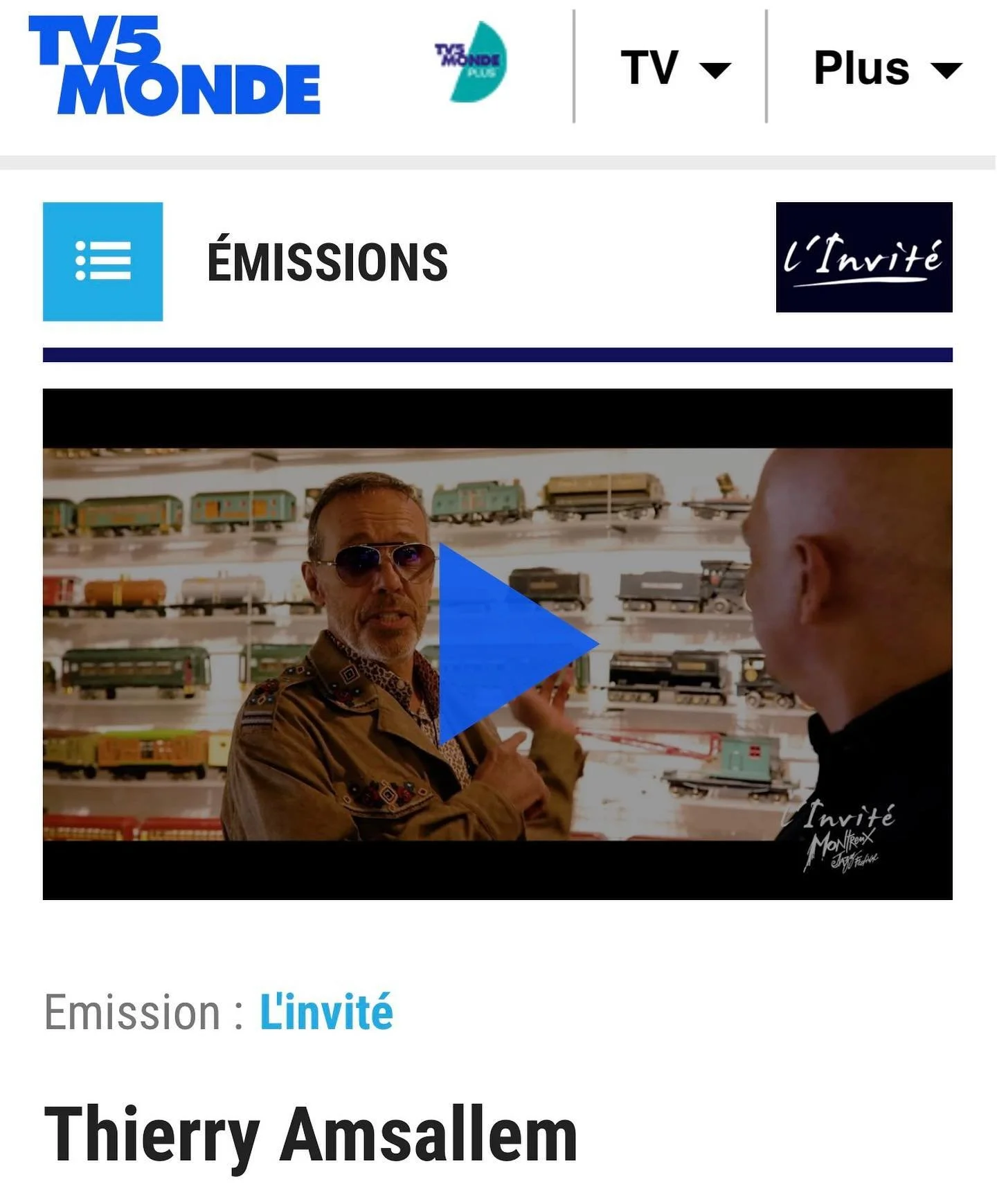 7 juillet 2023-Dur&eacute;e : 8 min (fr)
Link in bio: TV5 Monde ITW
Ancien compagnon de Claude Nobs, le fondateur du Montreux Jazz Festival, Thierry Amsallem est aujourd'hui la m&eacute;moire vivante du c&eacute;lebre rendez-vous musical. Le Franco-S