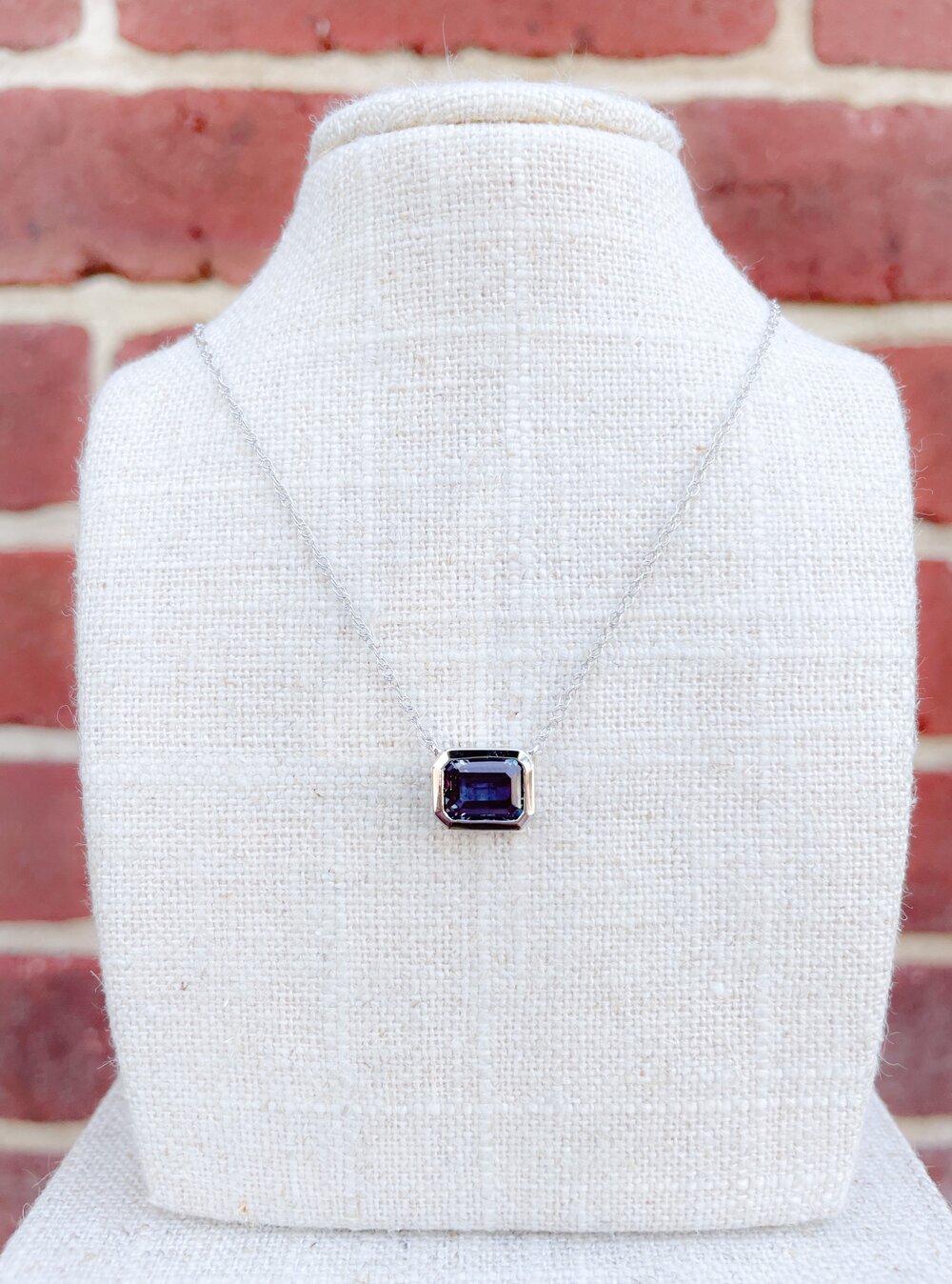 Emerald Cut Alexandrite Bezel Necklace Capone s Jewelry