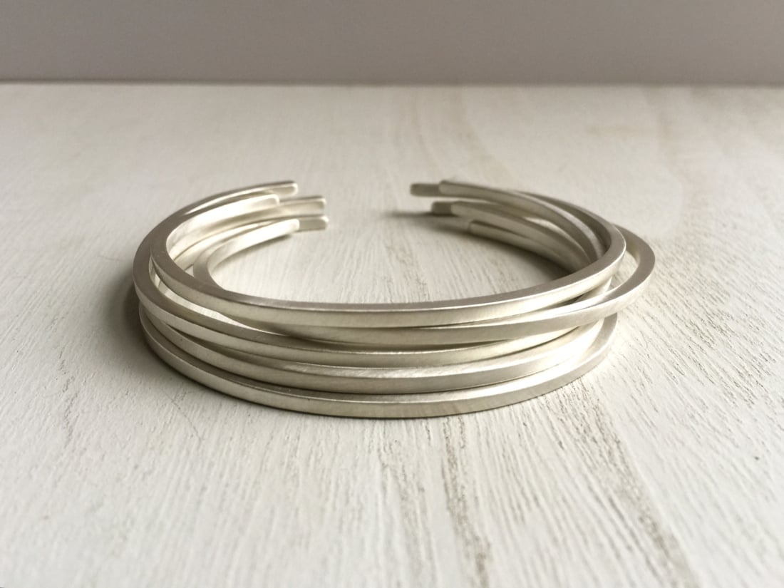 Silver stacking cuff set
