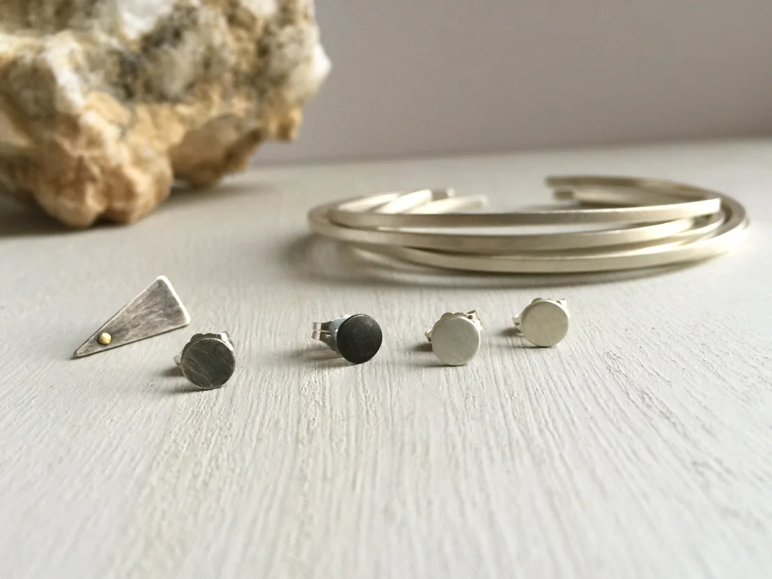 Silver, brushed and blackened