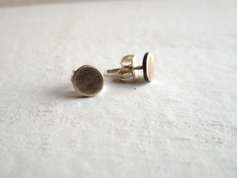 Oxidized sterling silver stud earrings