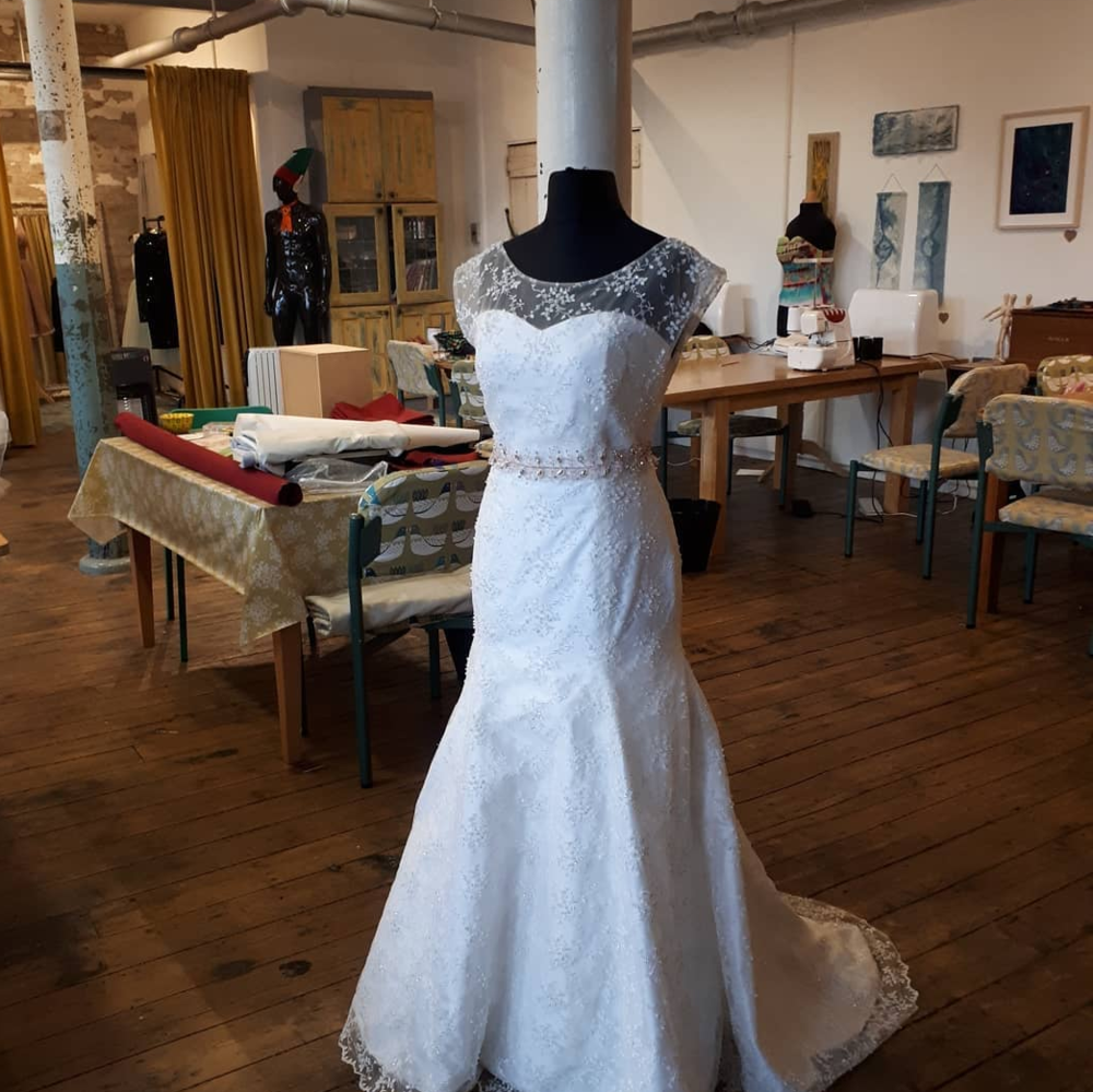 A wedding dress by Deb Day.