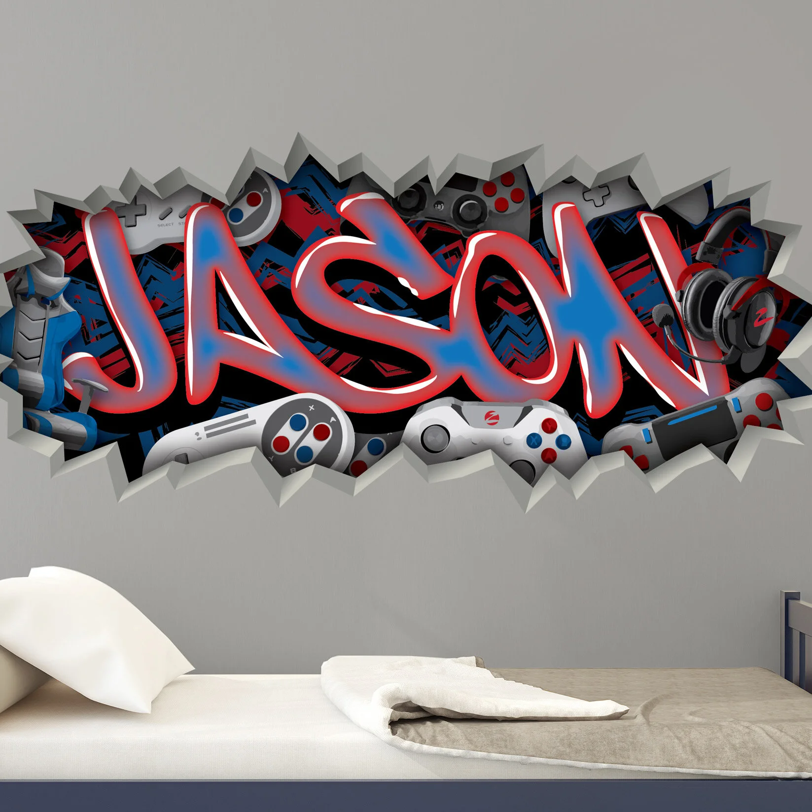 Gamer Name Wall Decal — Heart Your Walls