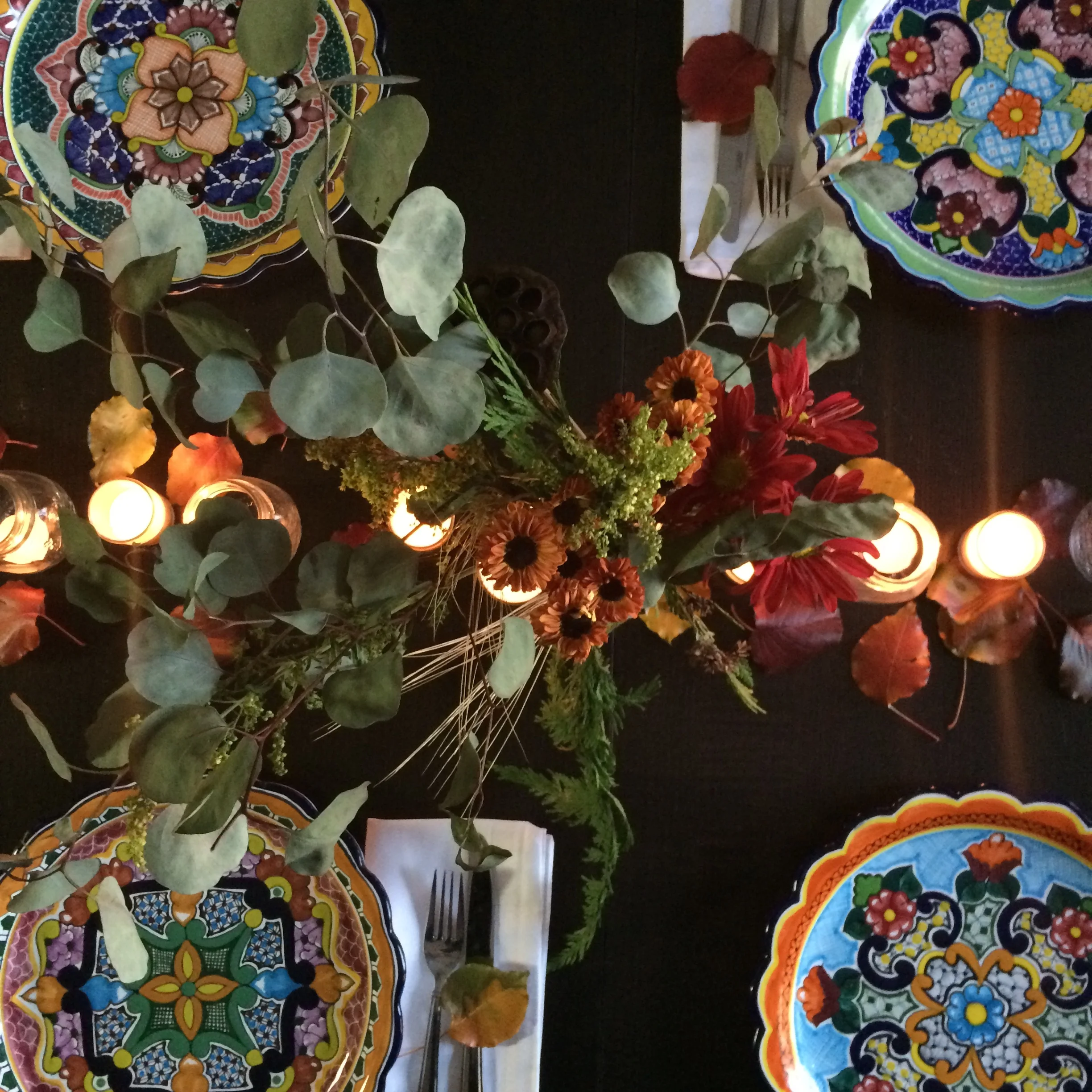 A few pieces of my dad's Talavera collection, perfect for Thanksgiving.