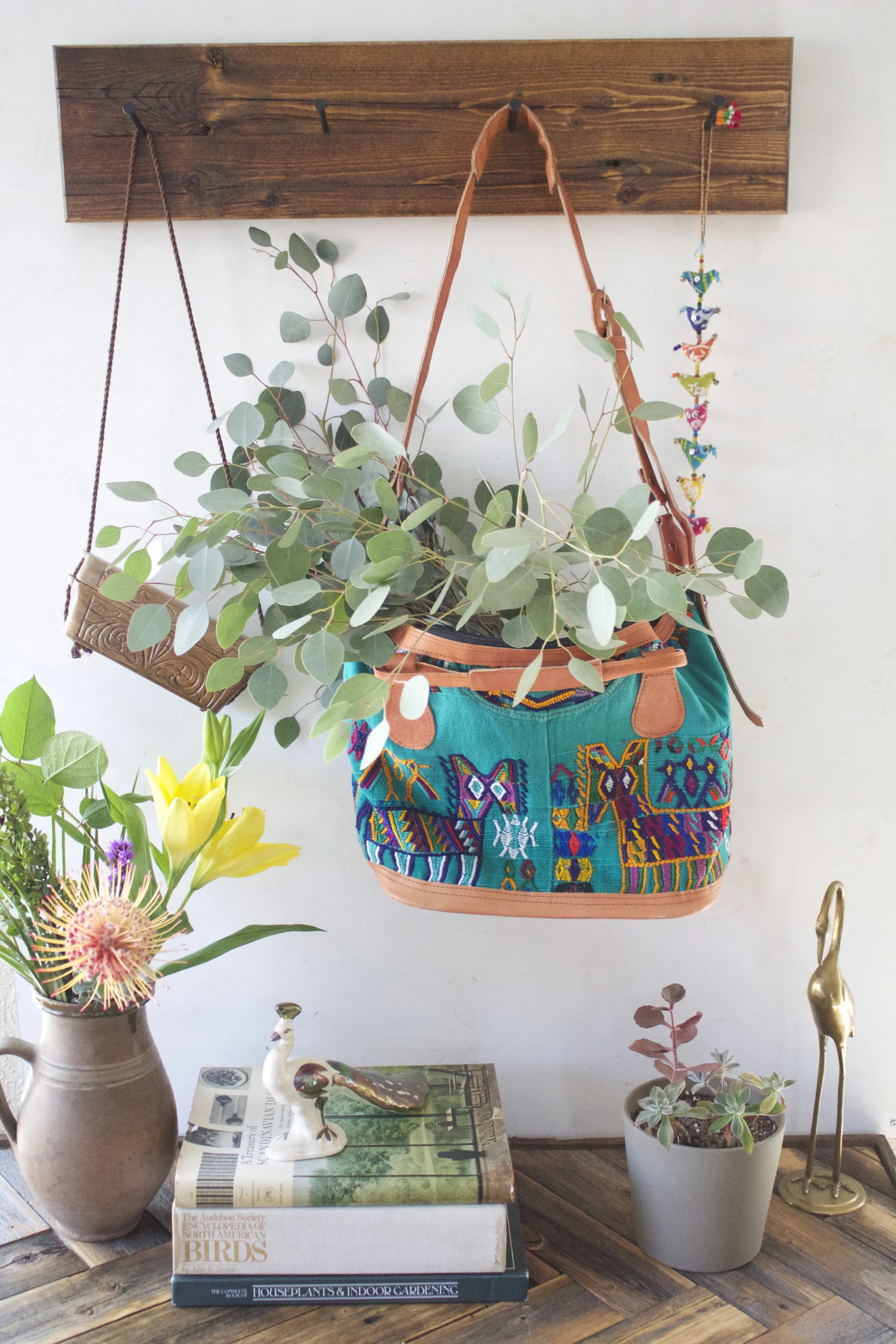 This beautiful Humble Hilo bag styled with our Reclaimed Wood hanging rack and our Herringbone desk. 