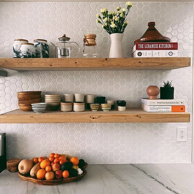 A pair of 50&rdquo;x12&rdquo; shelves, beautifully styled 😍.
