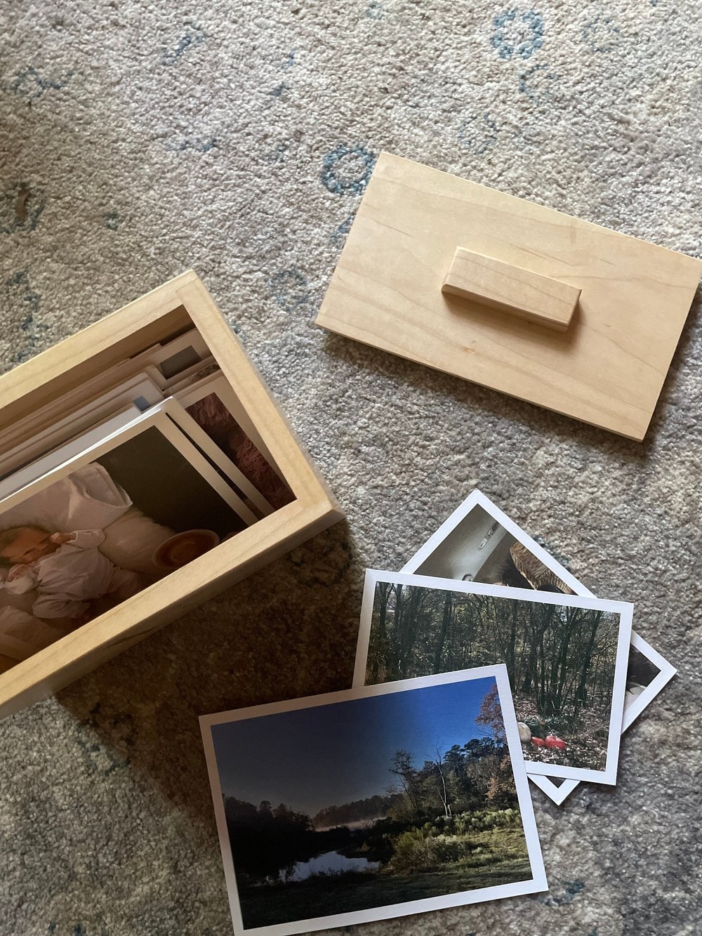 5x7 Photo Memory Box in Maple Wood Wedding Prints or Keepsake