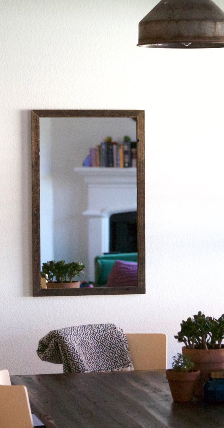 Rustic Wood Mirror, Rustic Wall Mirror, Wall Mirror, Vanity Mirror, Bathroom Mirror, Reclaimed Wood Mirror, Skinny Frame, Framed Mirror