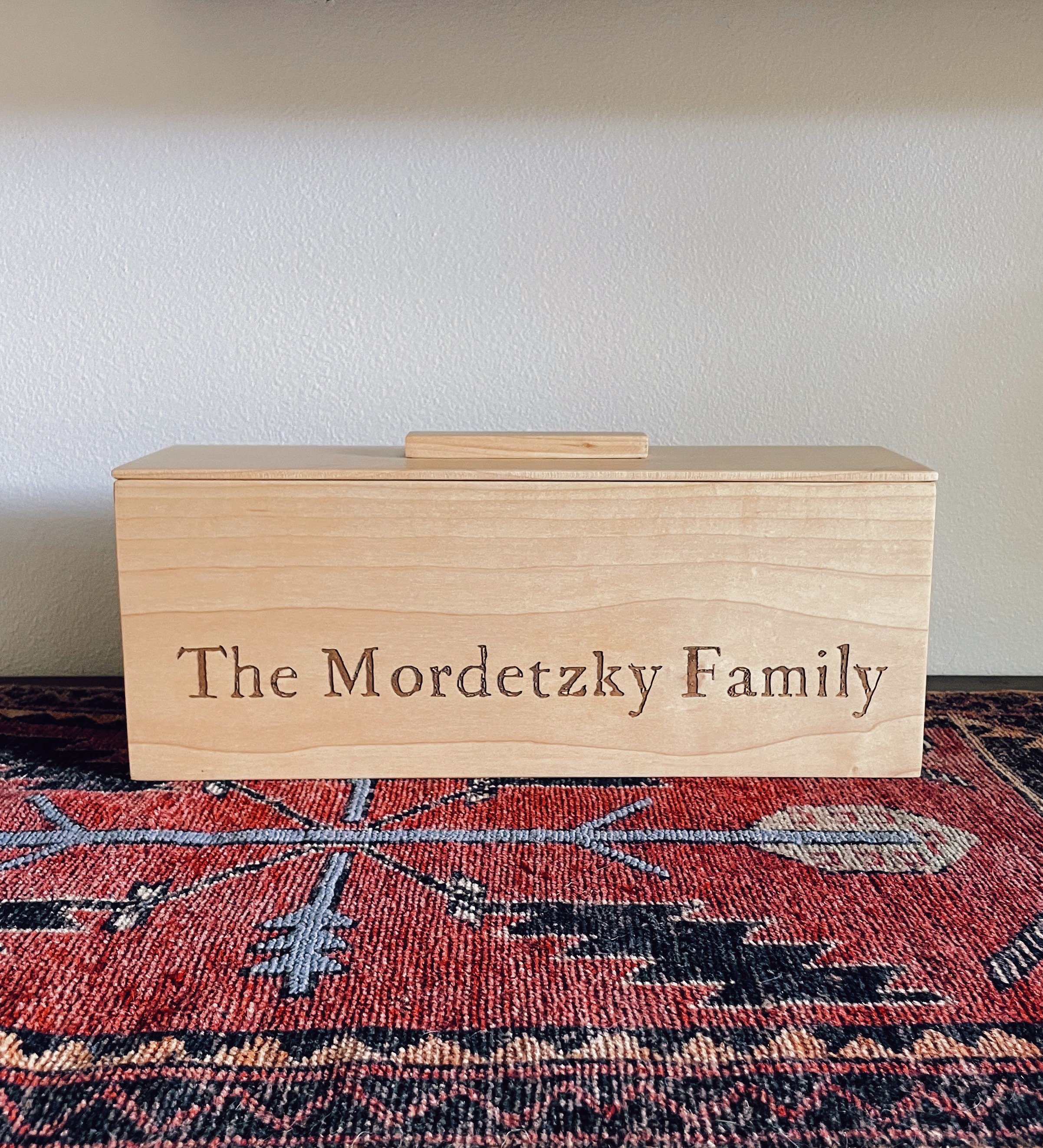 Engraved Wood Photo Box with Lid and Personalization. Walnut or maple wood box with divider. Photo box for 5x7 or 4x6 photos. Family Gift