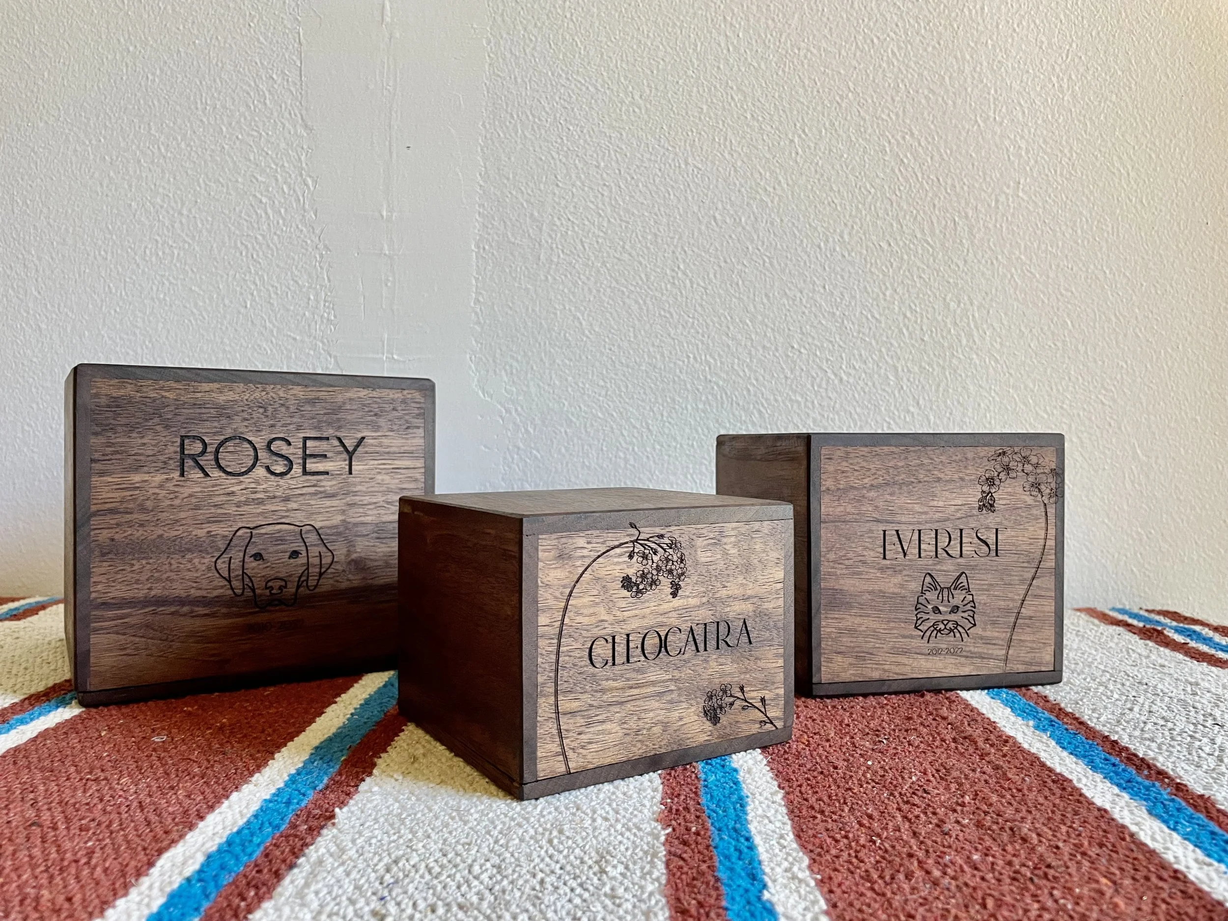 Walnut Pet Urn with Custom Engraving