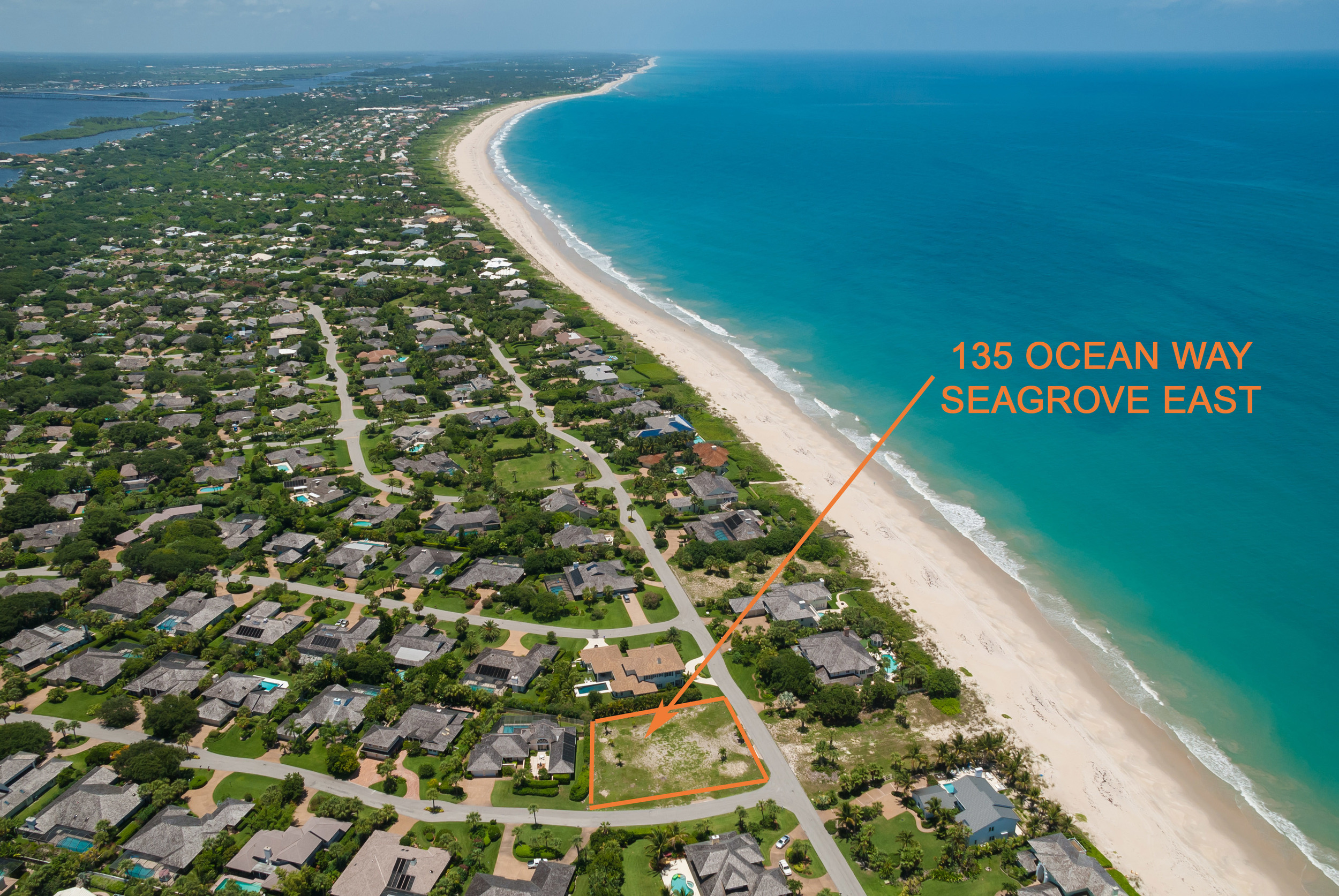 Aerial image illustrating the location of 135 Ocean Way and its proximity to the Atlantic Coastline