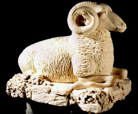  Fullsize French Limestone Welsh Ram made for Mr. Wyman Baltimore, Maryland, U.S.A.