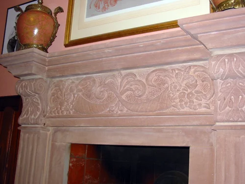 Detail of the mantel and lintel of the St. Bees fire surround. 
