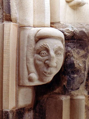 Gargoyle head in sandstone, St. Giles Church, Wrexham