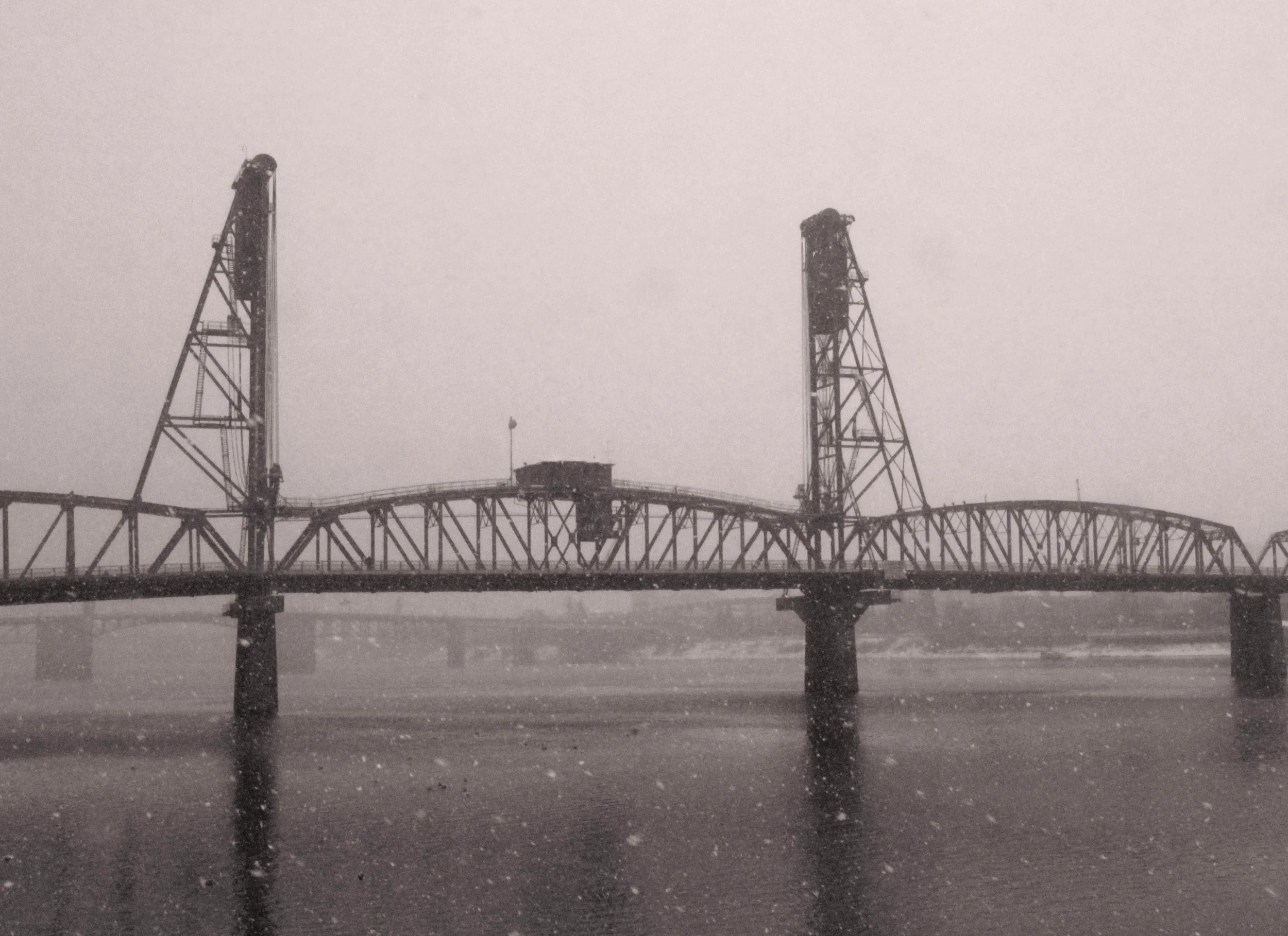 Hawthorne Bridge in Snow