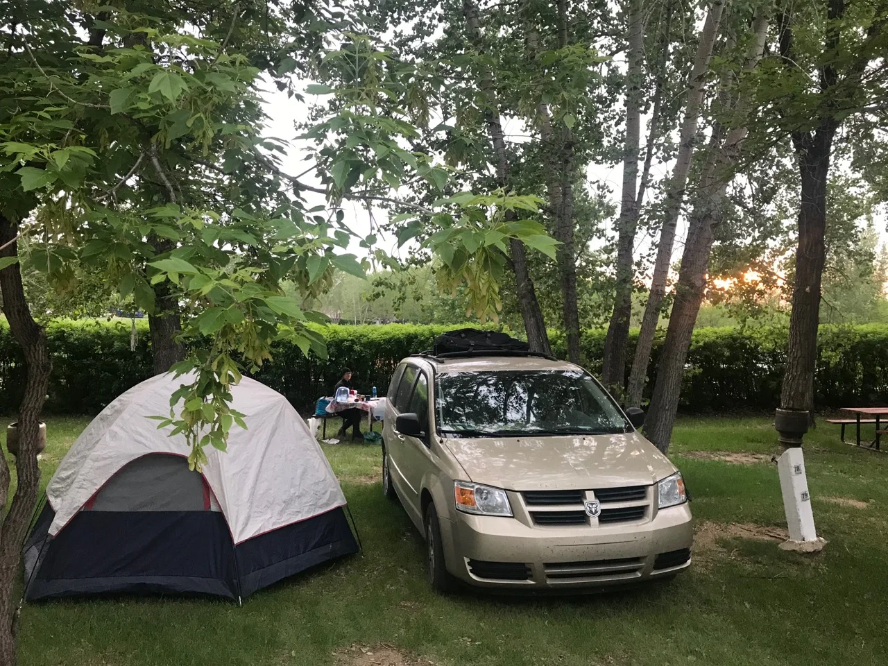 Goldie, the minivan sits ready for the next adventure