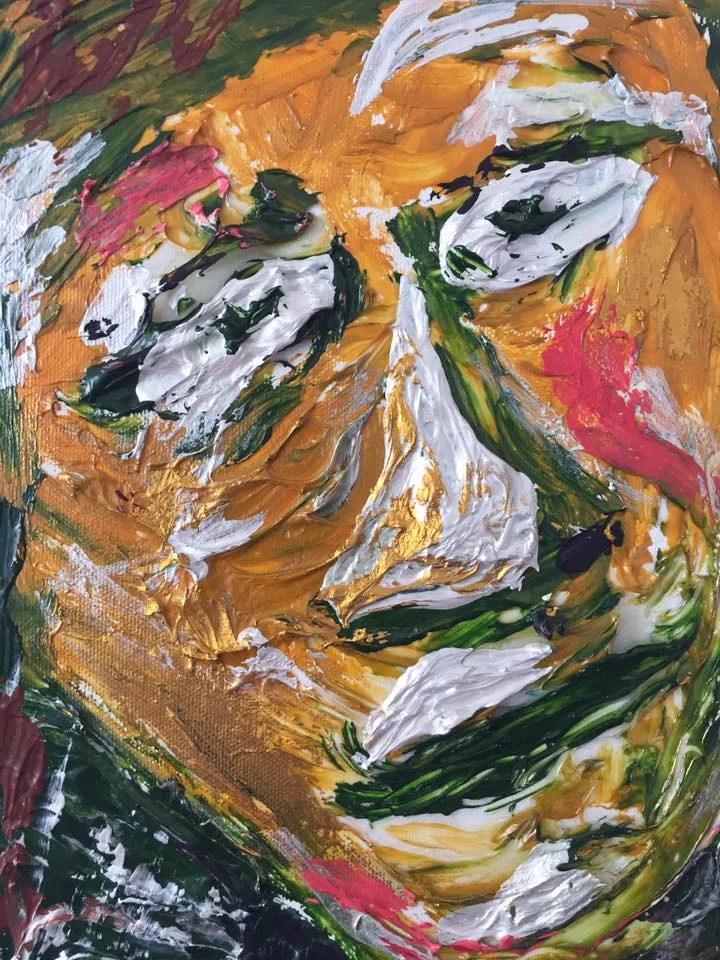 #513 bindu - exploration in tactile painting. Using heavy fell and iridescent paint.