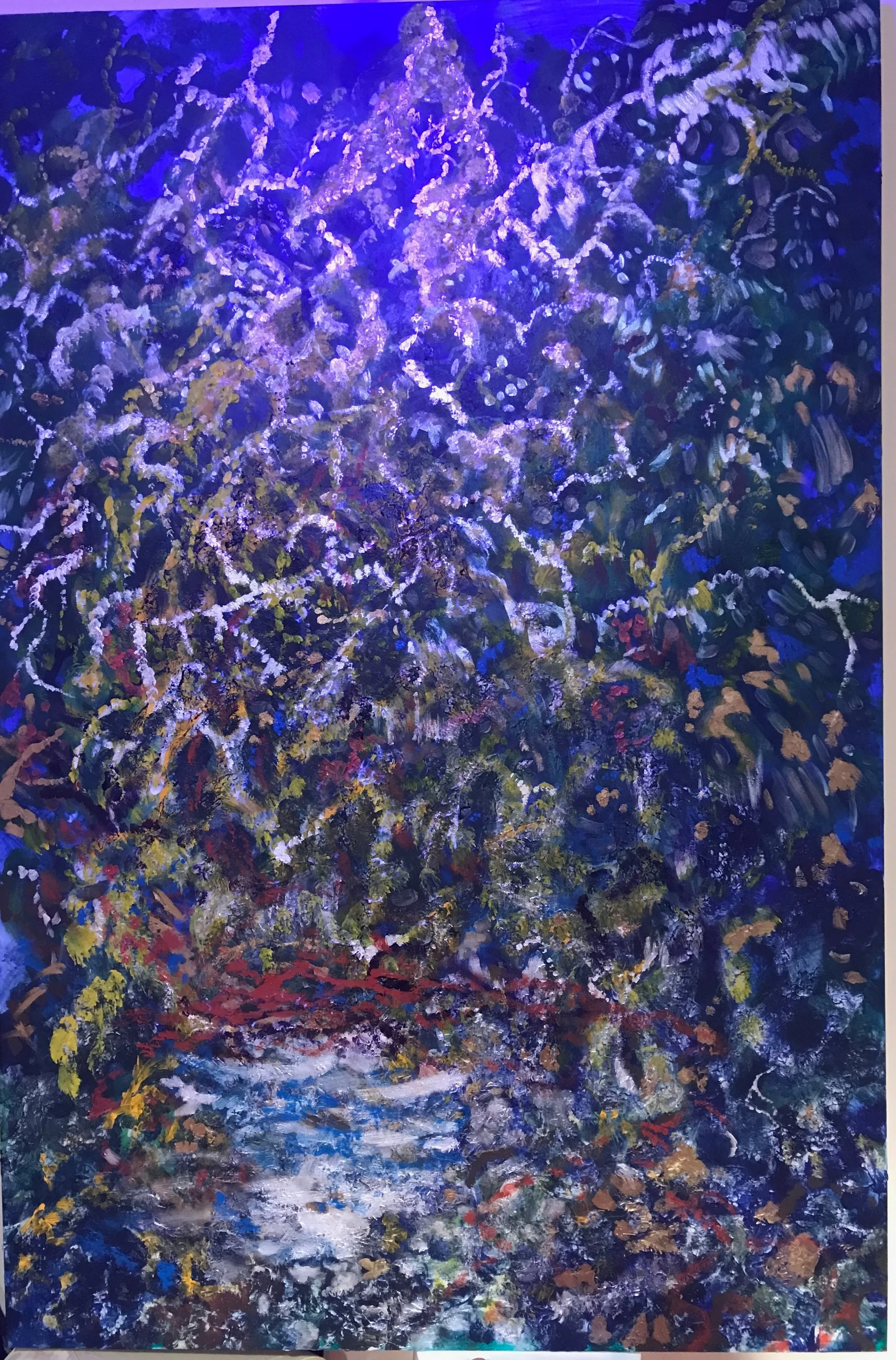 Image: A tactile painting of a moonlit grove