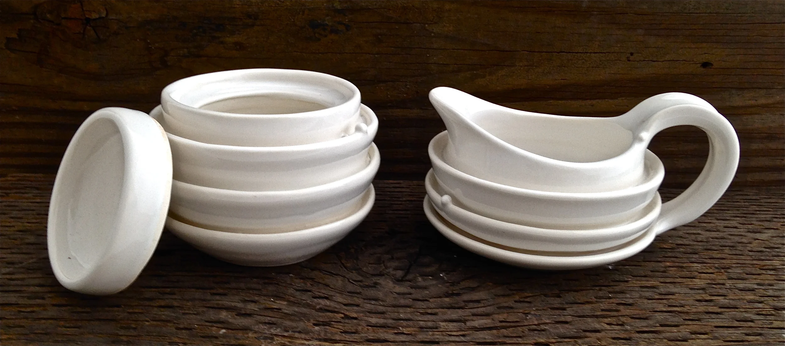 White Flange Jar and Pitcher