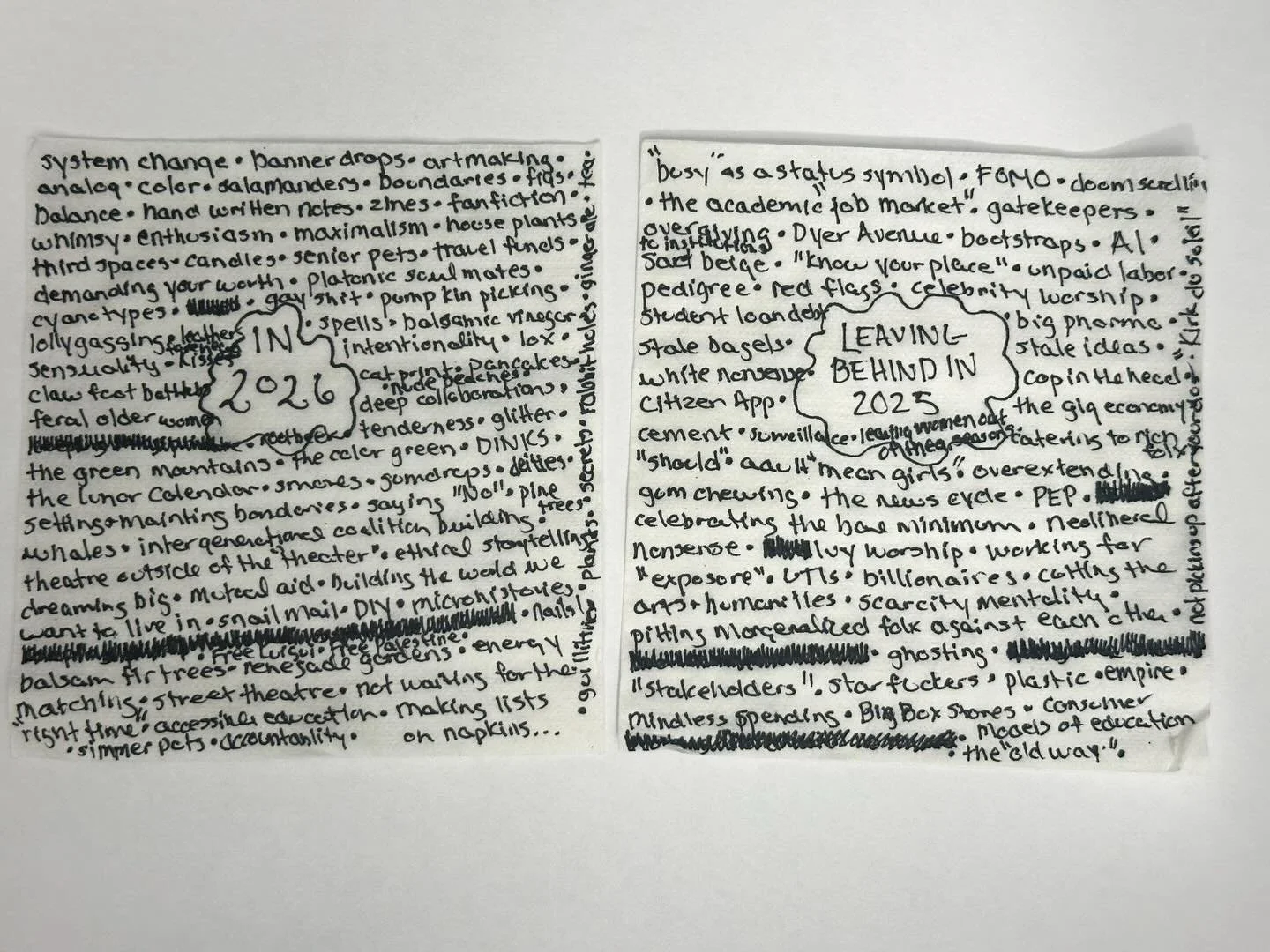 system change &bull; banner drops &bull; class solidarity &bull; art making &bull; analog &bull; color &bull; salamanders &bull; boundaries &bull; figs &bull; tea &bull; balance &bull; hand written notes &bull; zines &bull; fanfiction &bull;ginger be