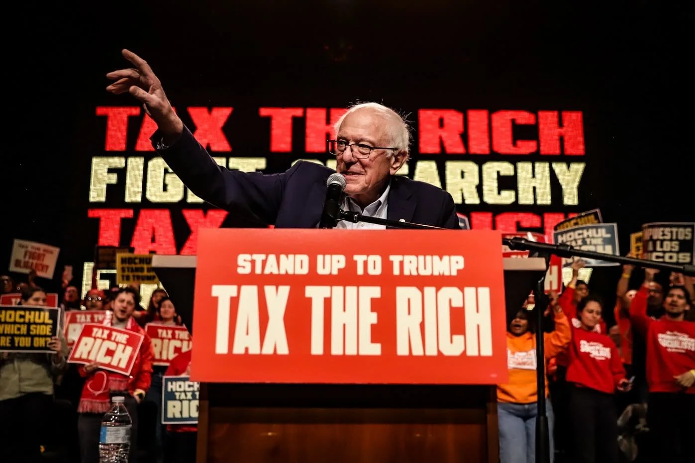 From this afternoon&rsquo;s Tax the Rich rally. Senator Bernie Sanders spoke to a full auditorium at Lehman College in the Bronx encouraging Gov. Hochul to raise taxes on the wealthiest New Yorkers. &ldquo;The people of the city, the people of this s