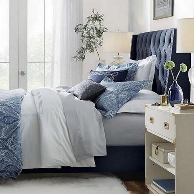 Blue and white never get old. #interiordesign #bedroominspiration #blueandwhite -designed for HD Home