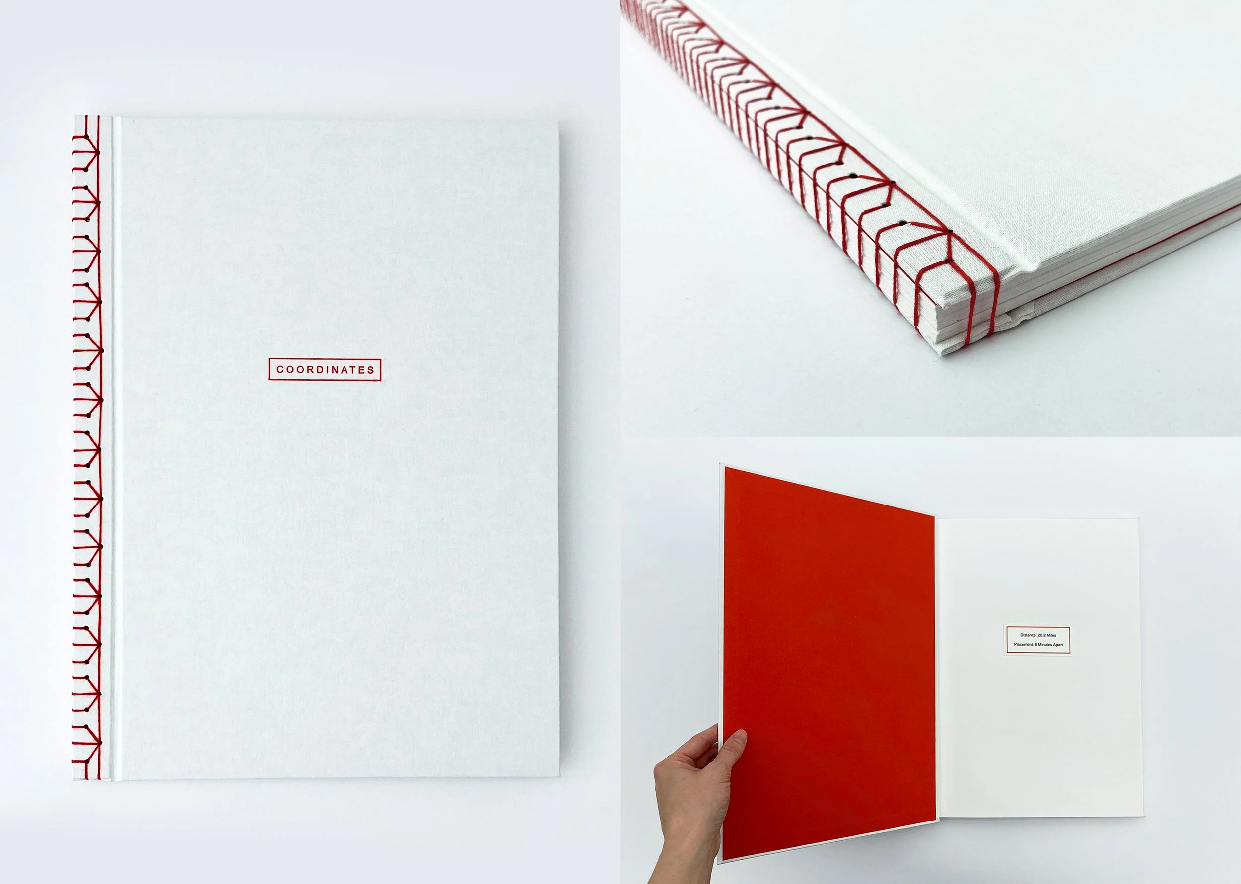 Coordinates Book, Letterpressed cover, Japanese stab binding, Silkscreened maps,  and digitally printed scanned 35mm photographs, 11" x 15"
