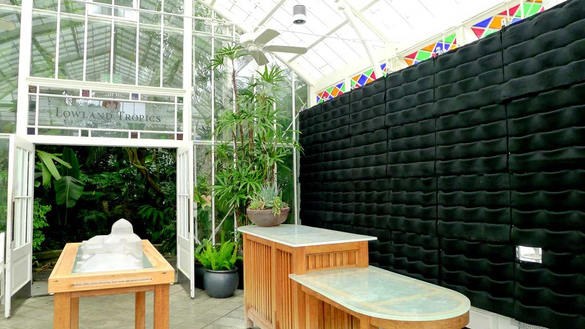 Florafelt Vertical Garden Planters donated by Chris Bribach of Plants On Walls. Conservatory of Flowers, San Francisco.
