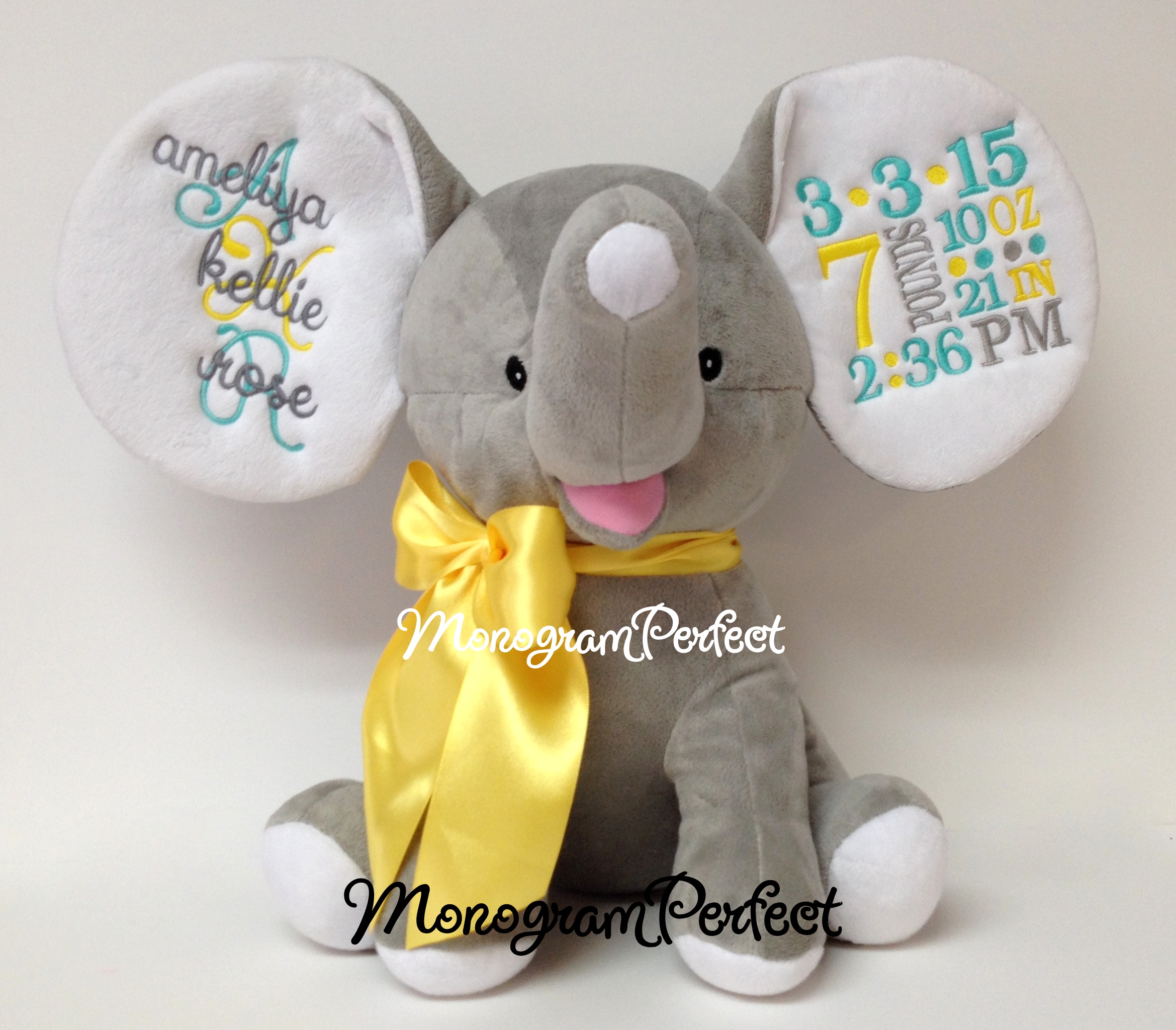 yellow stuffed elephant