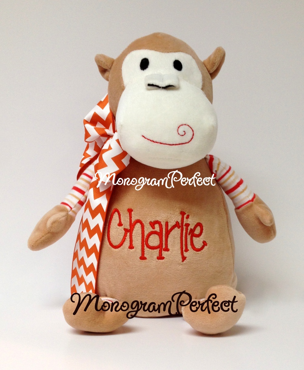Personalized Striped Monkey Stuffed