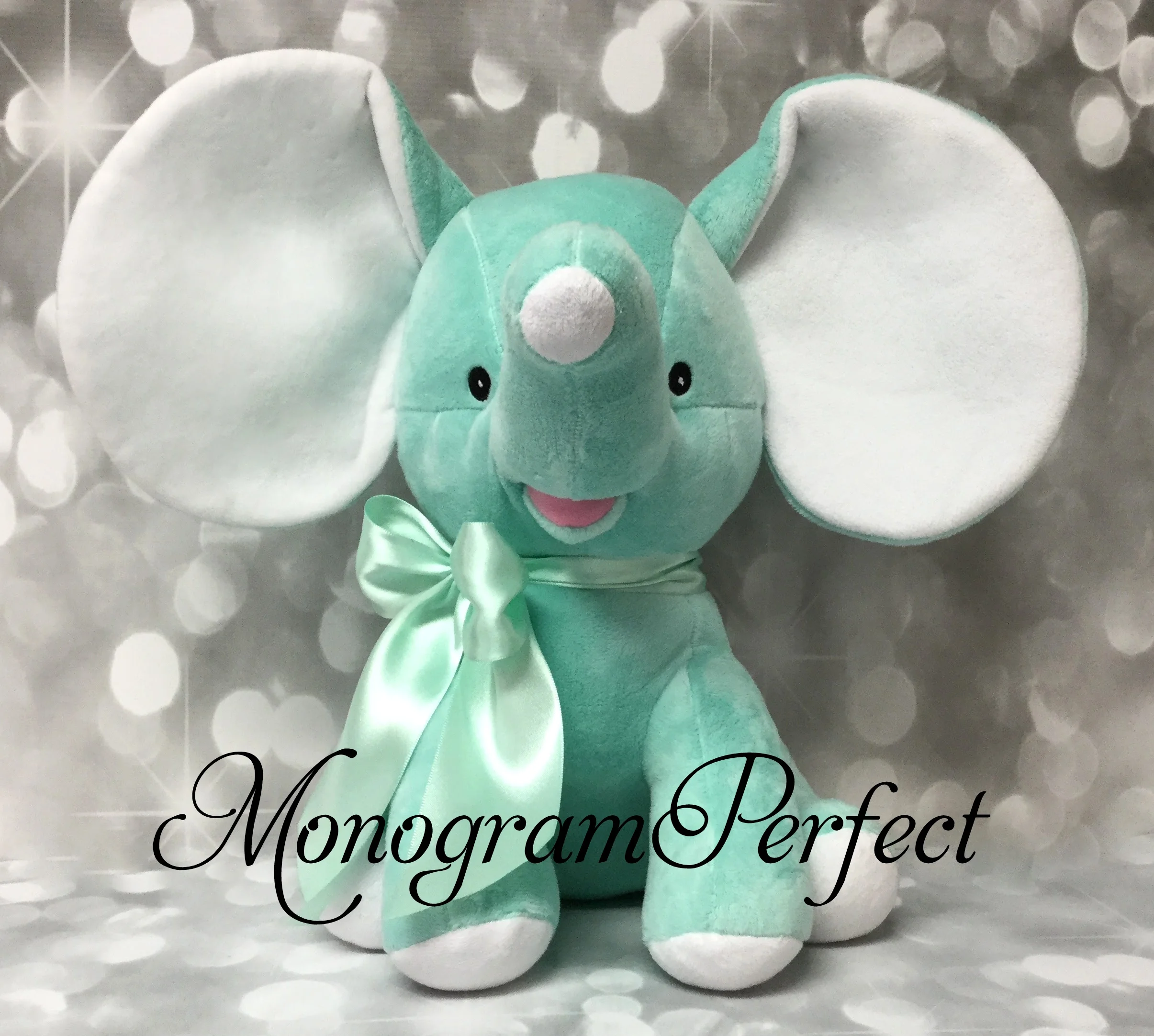 mint elephant with mint bow.JPG