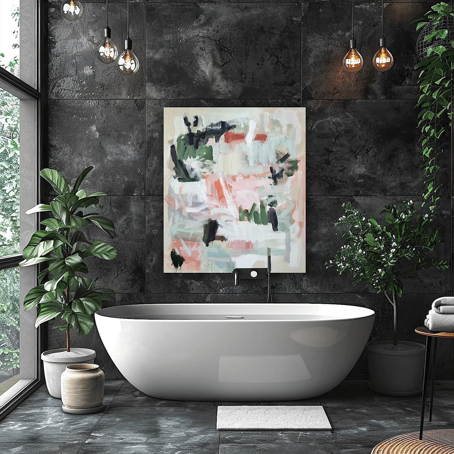 sustainable abstract painting for sale, katie brines art